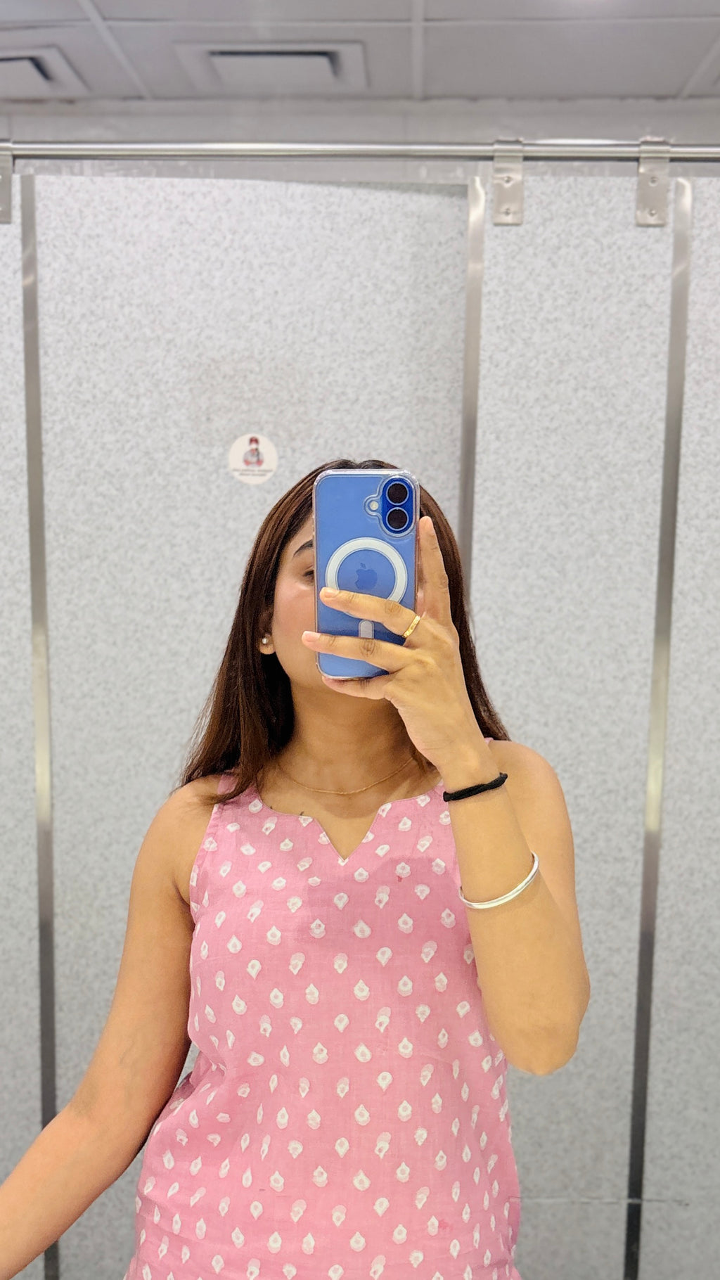 Baby pink kurti with white farshi
