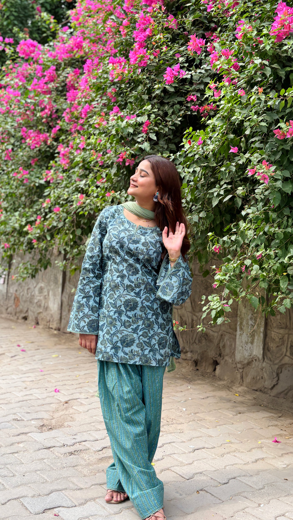Teal and green farshi suit set
