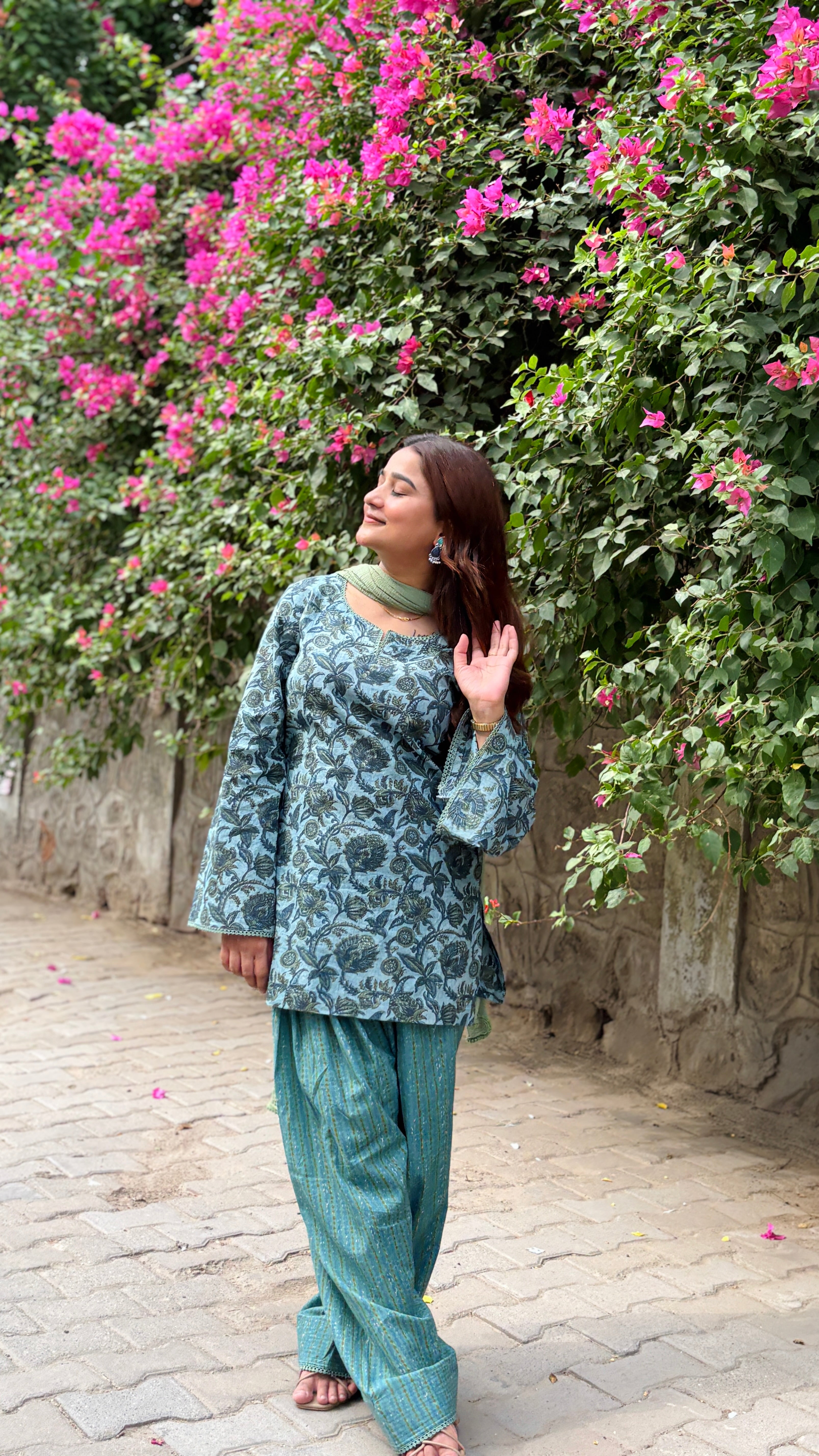 Teal and green farshi suit set