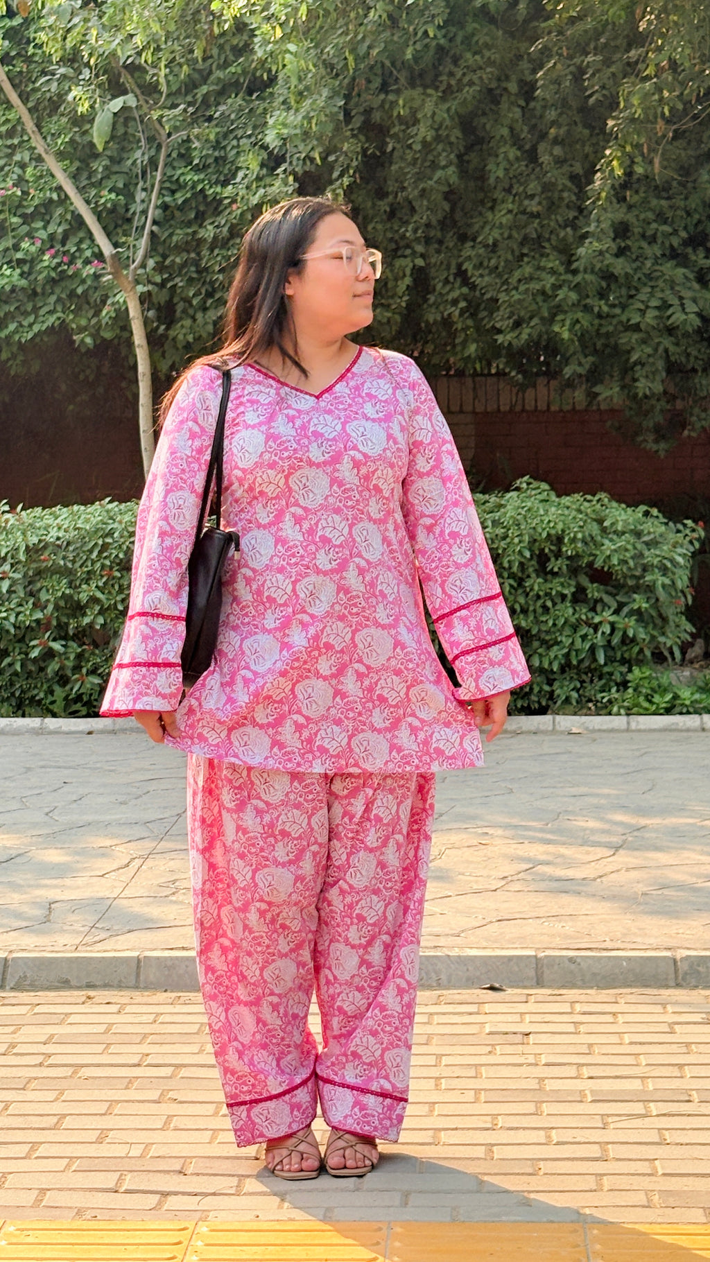 Pink farshi suit set with corset back