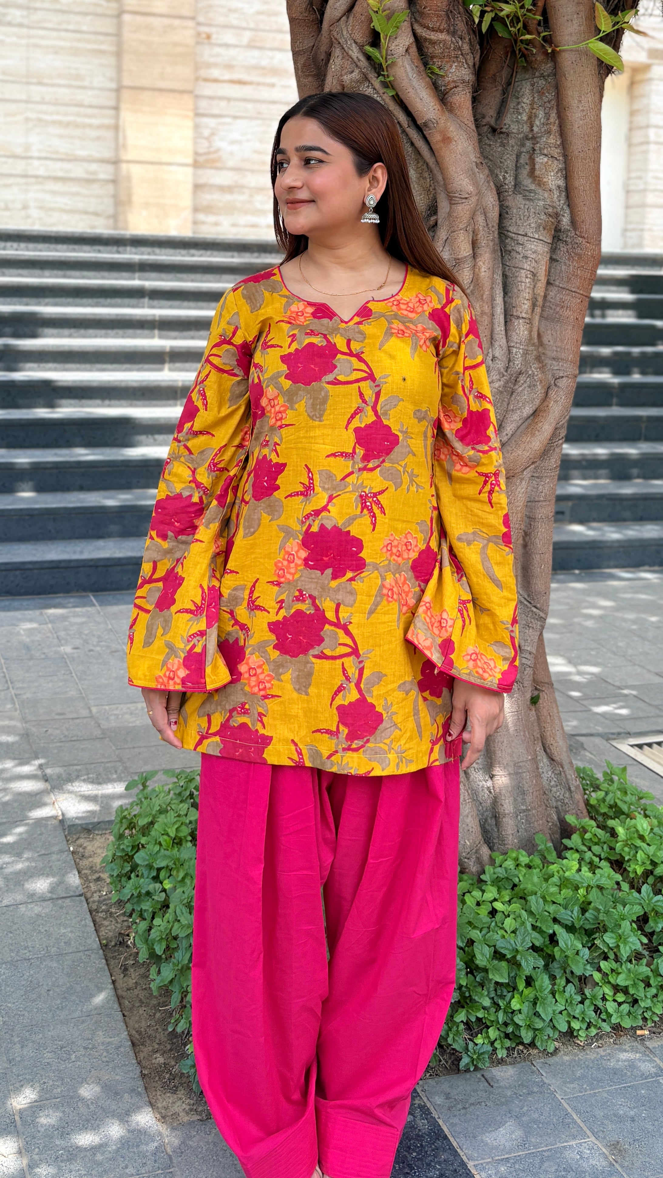 Mustard and pink farshi set