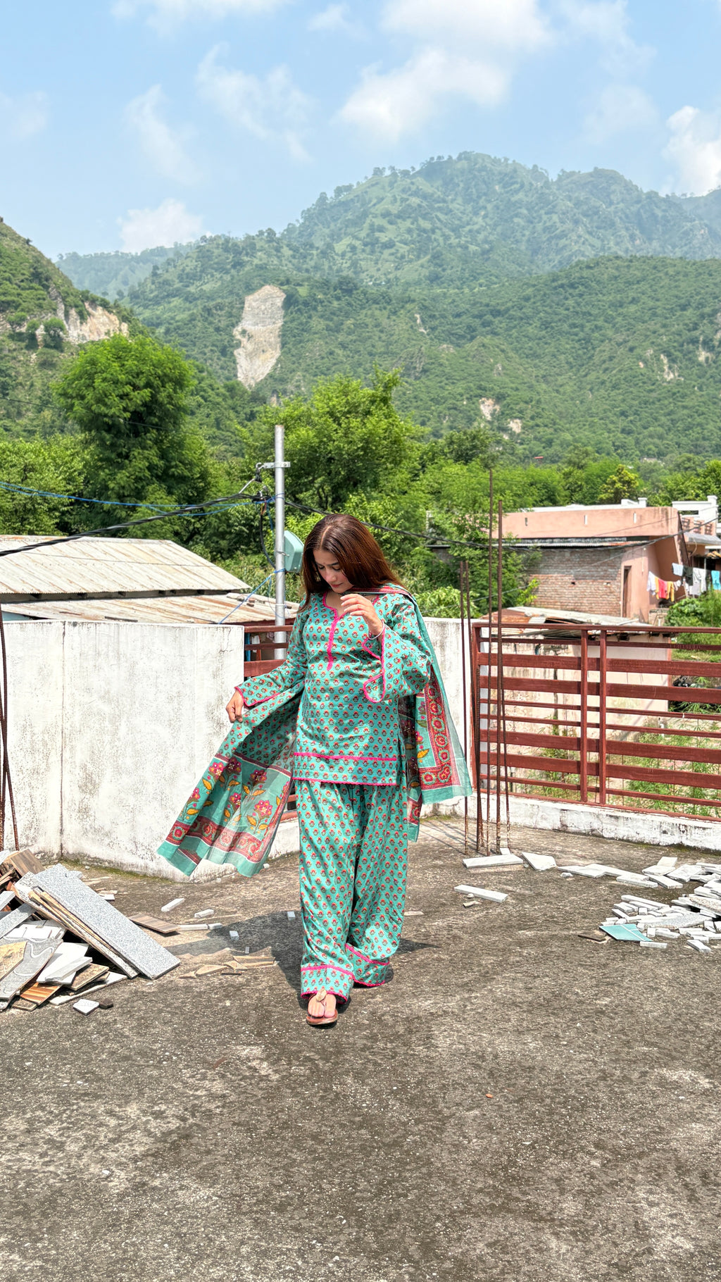 Teal green farshi set