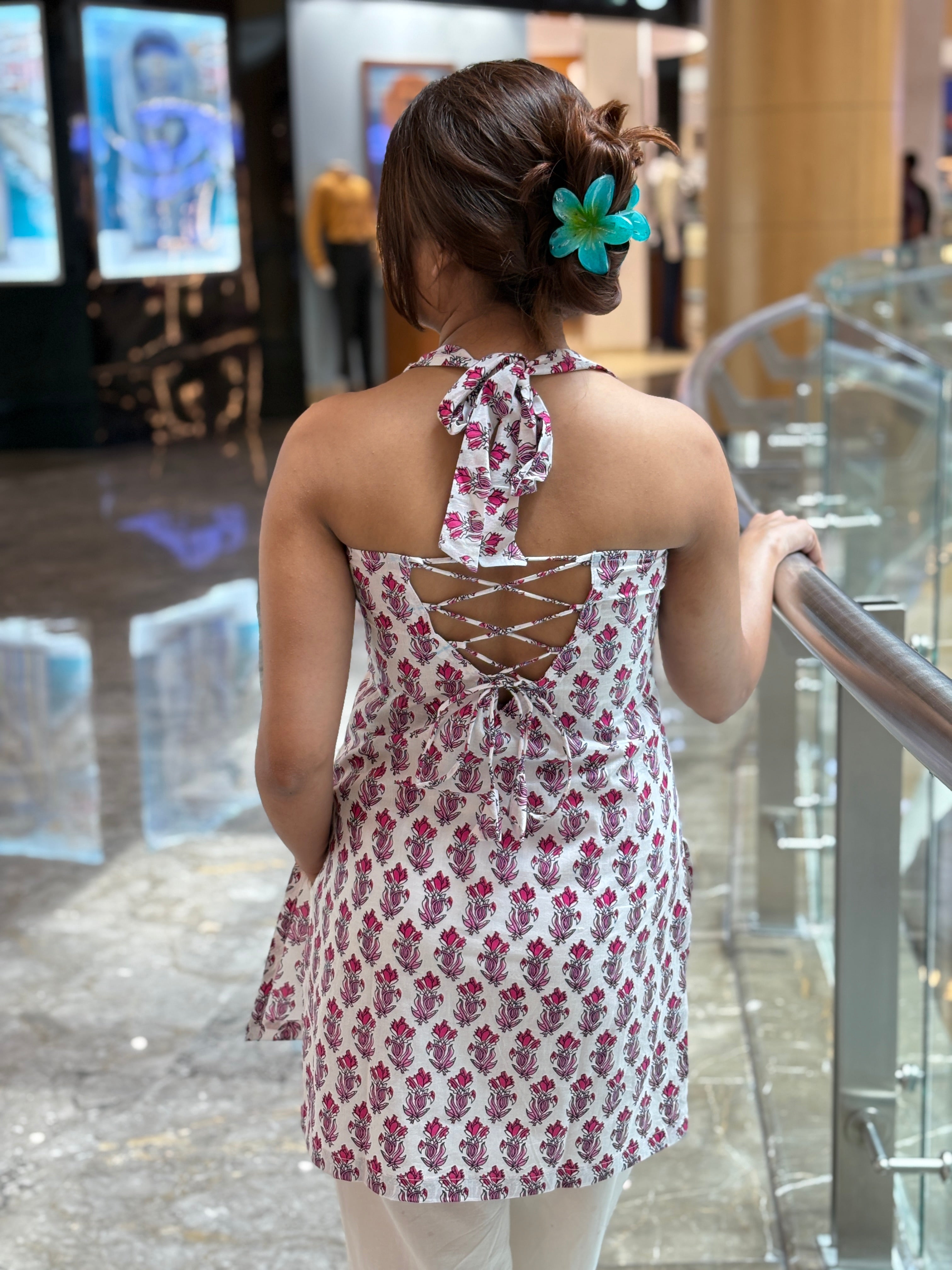 Halter neck short kurti