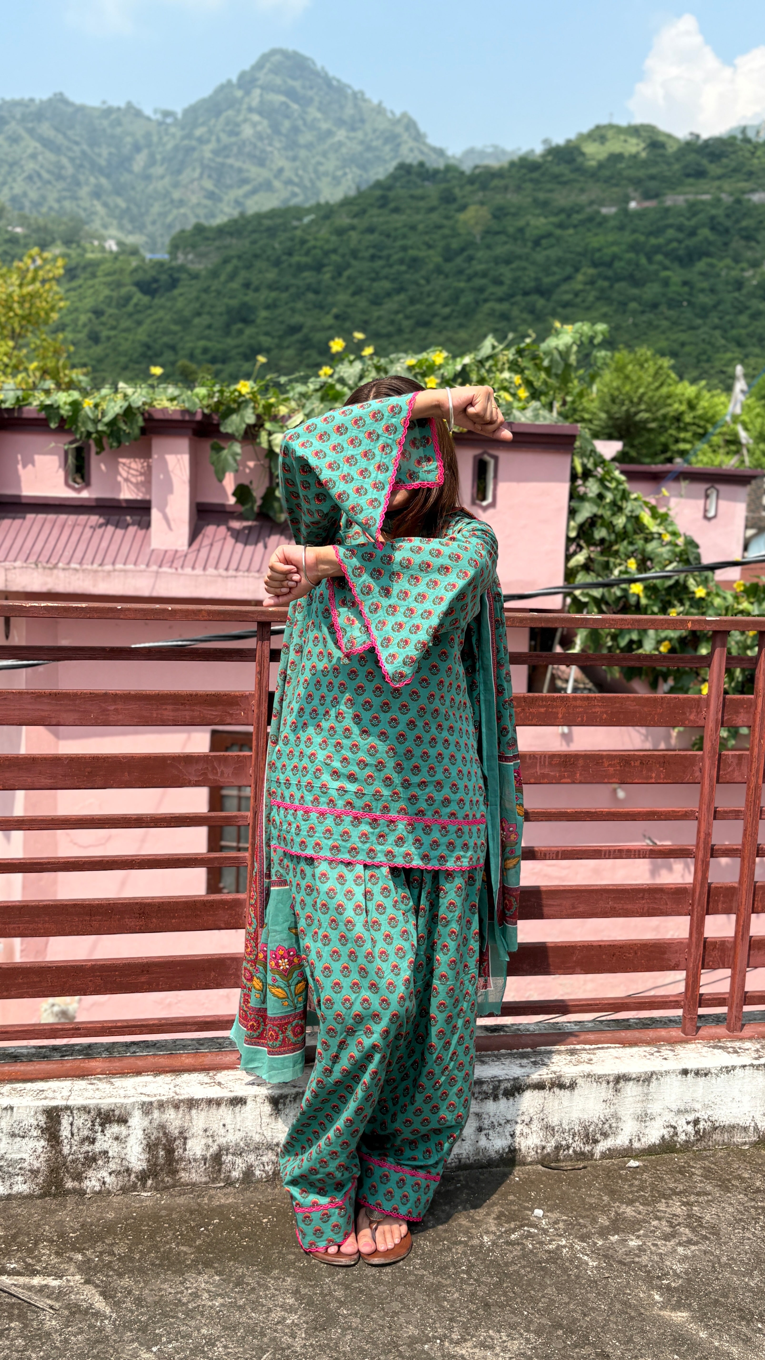 Teal green farshi set