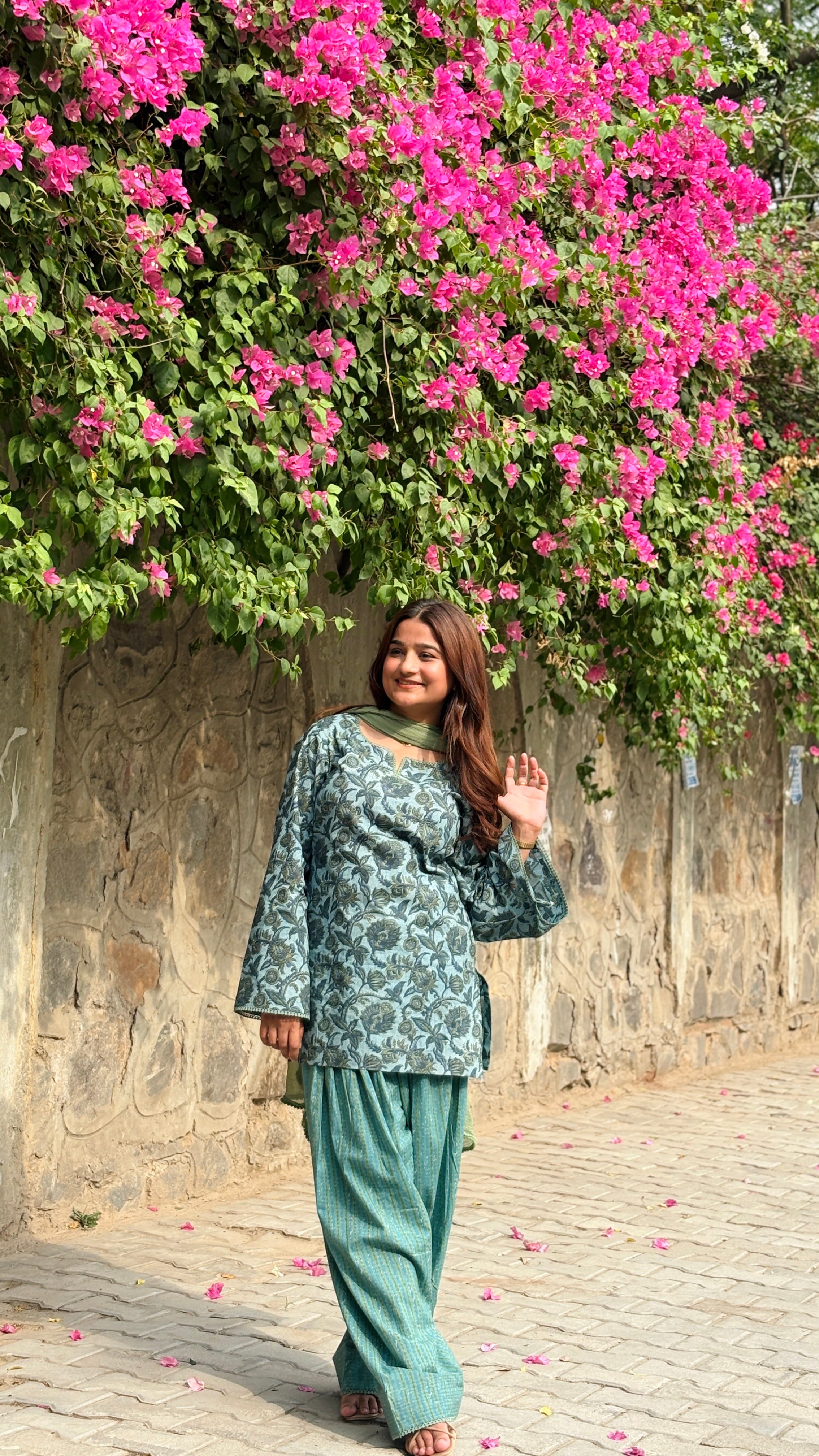 Teal and green farshi suit set