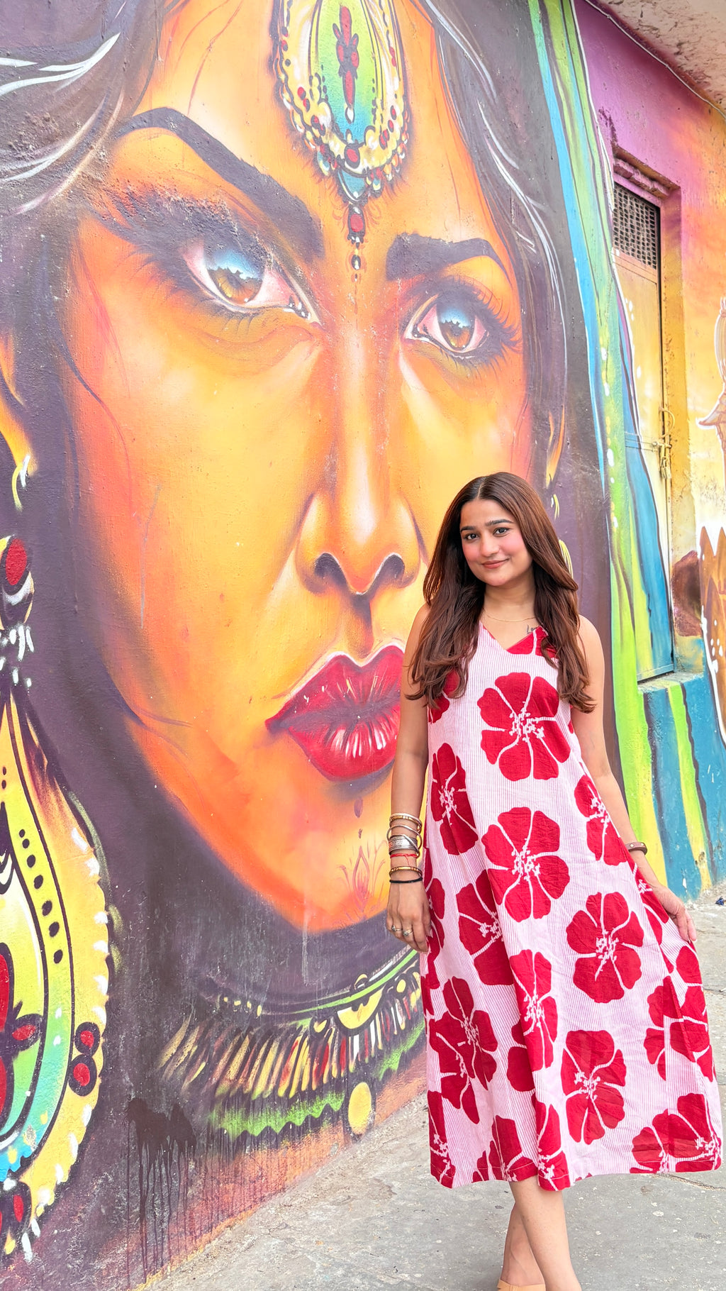 Red floral dress