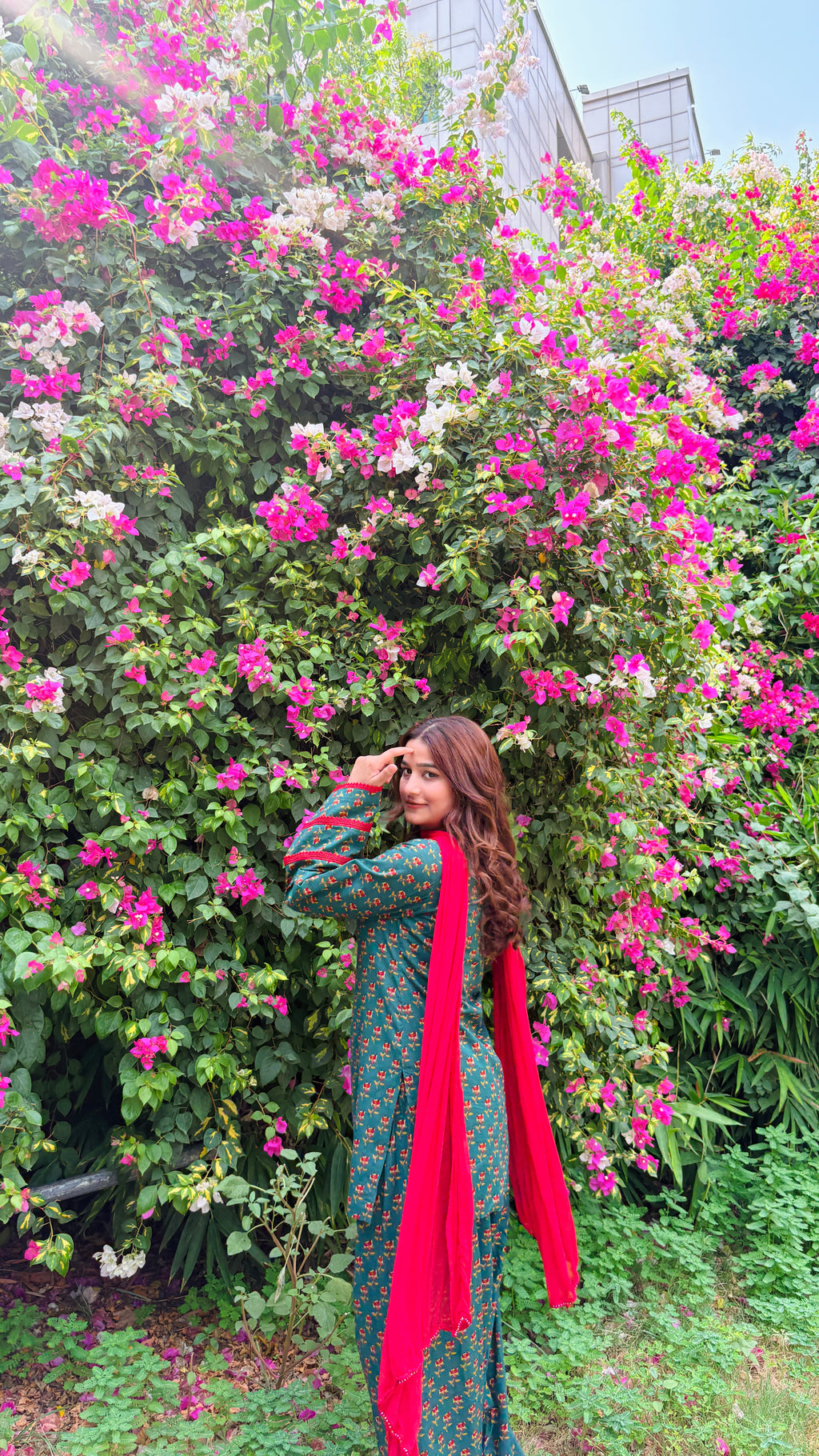 Naaz-e-Green Farshi Suit Set With Dupatta | Pure Cotton Fabric