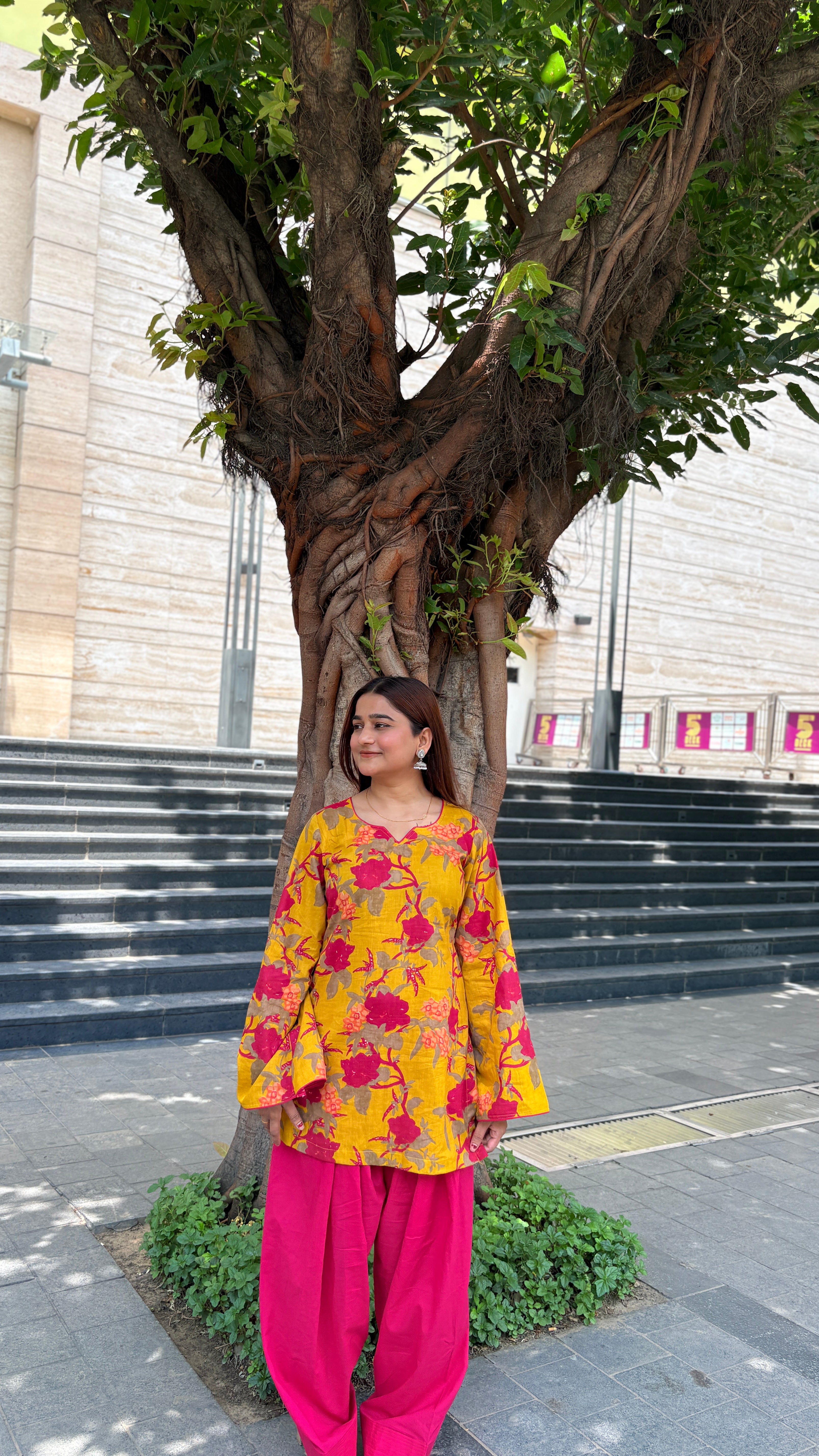 Mustard and pink farshi set