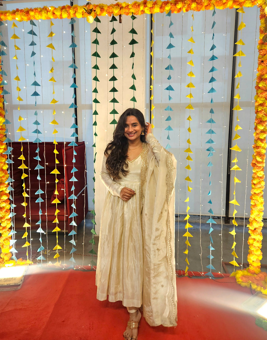 Offwhite anarkali suit