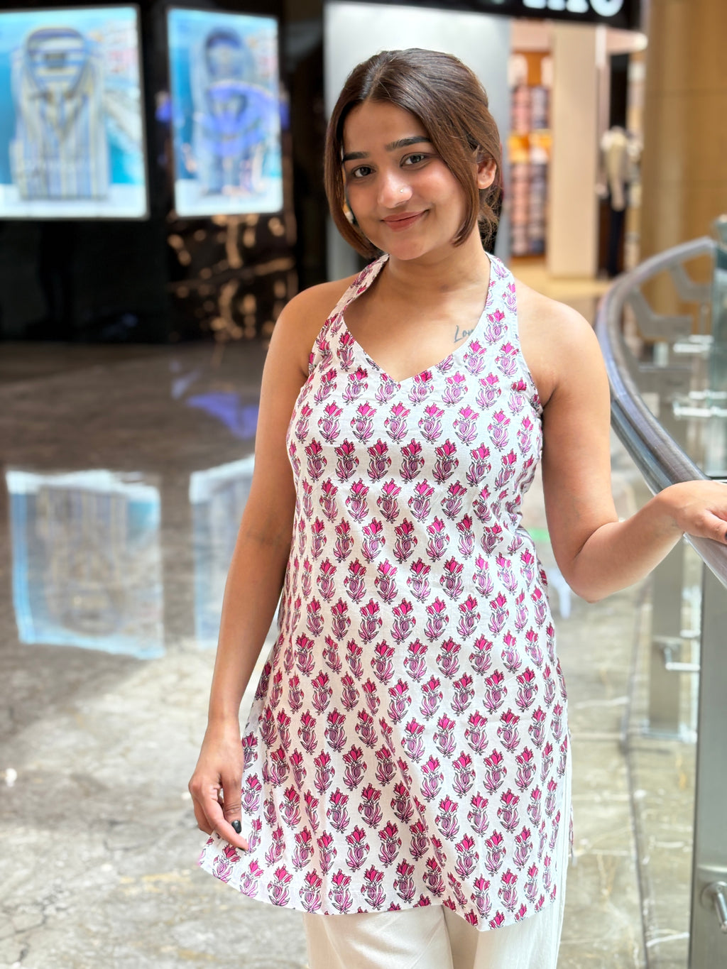 Halter neck short kurti