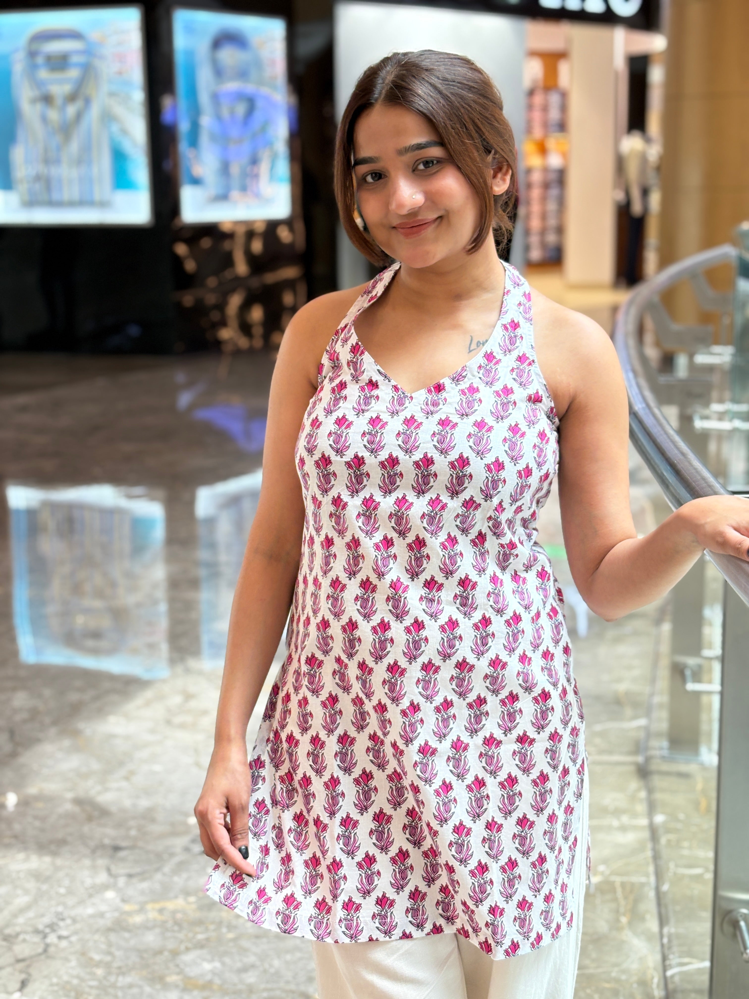 Halter neck short kurti