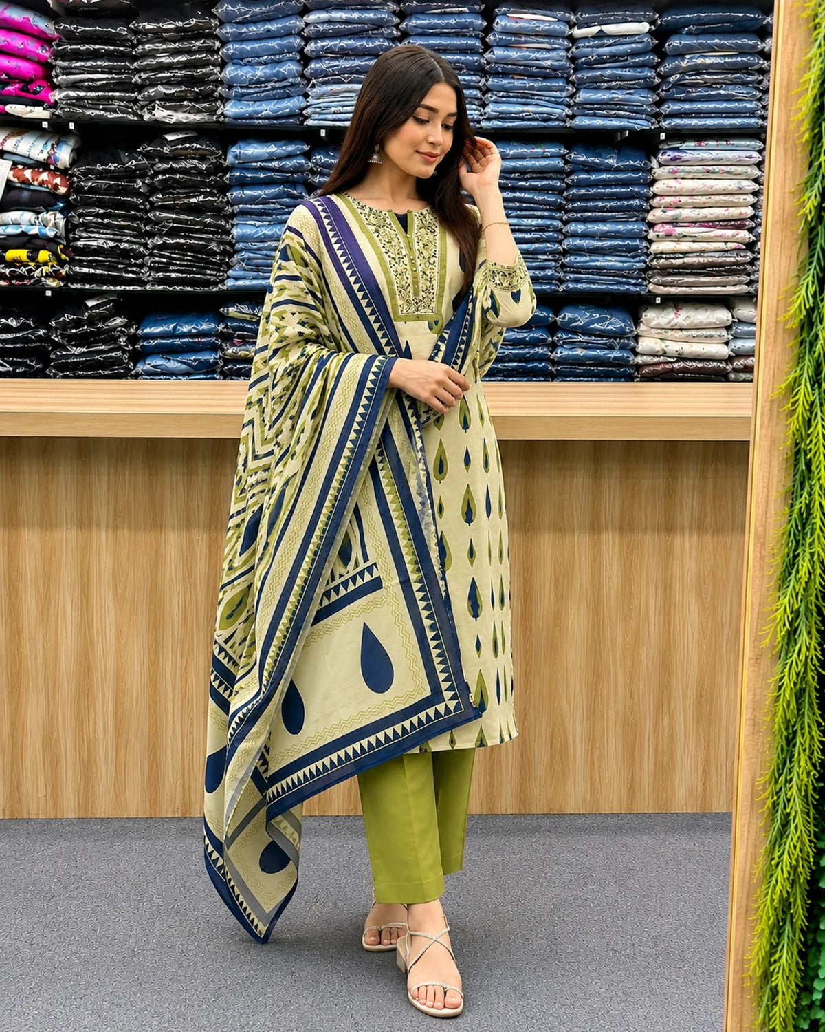 FANCY A LINE STYLE KURTI WITH PATTERN PANT B