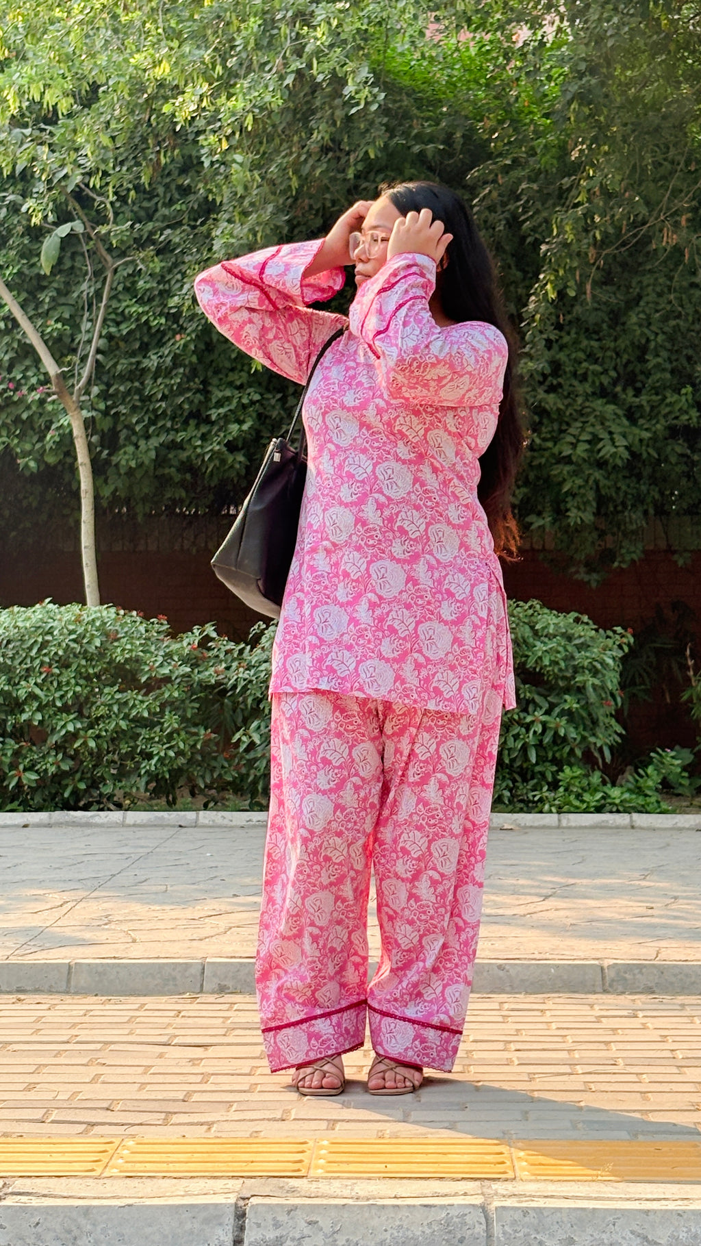 Pink farshi suit set with corset back