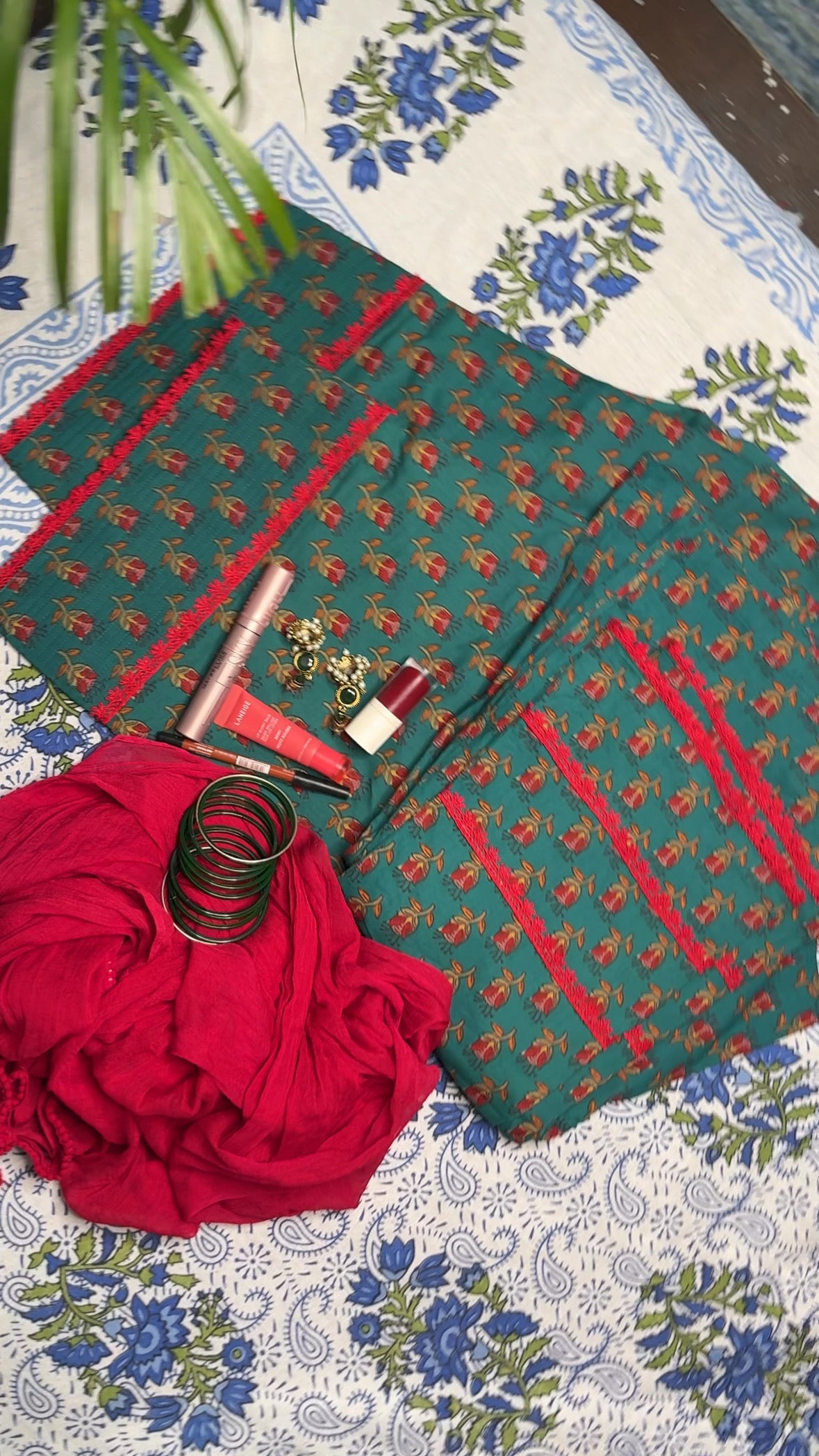 Green farshi suit set (pure cotton)