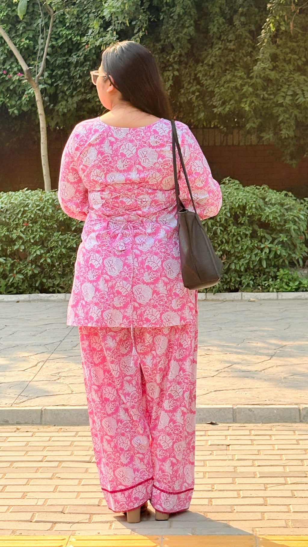 Pink farshi suit set with corset back