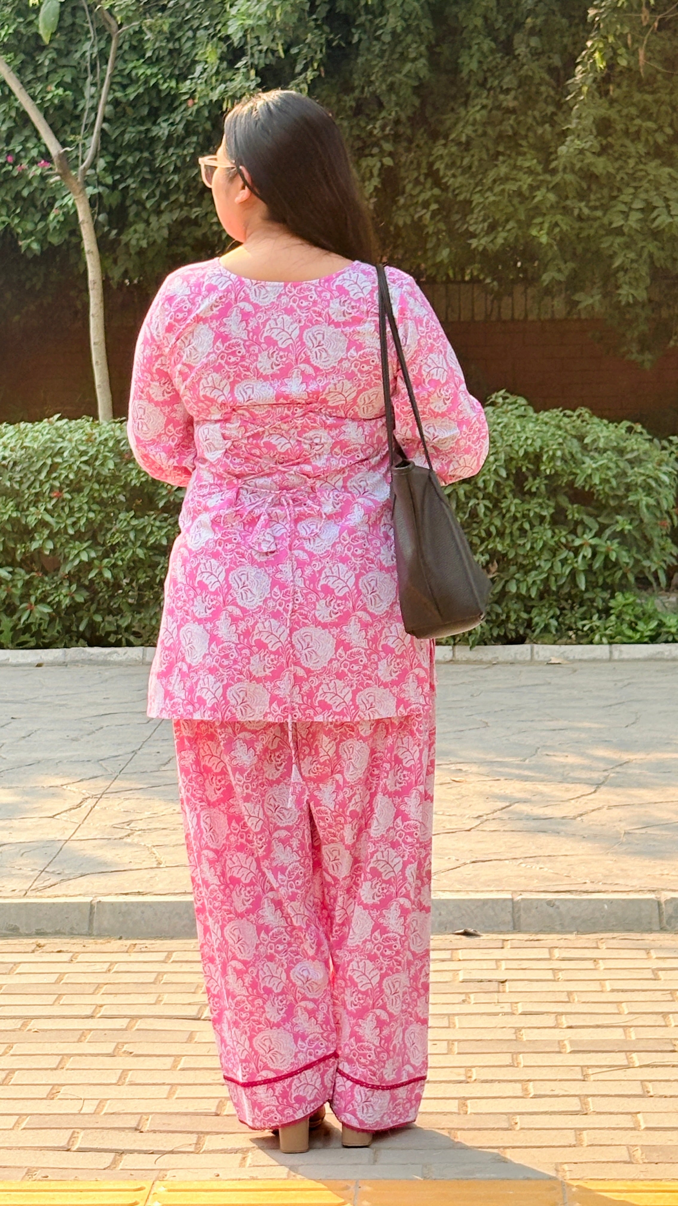 Pink farshi suit set with corset back