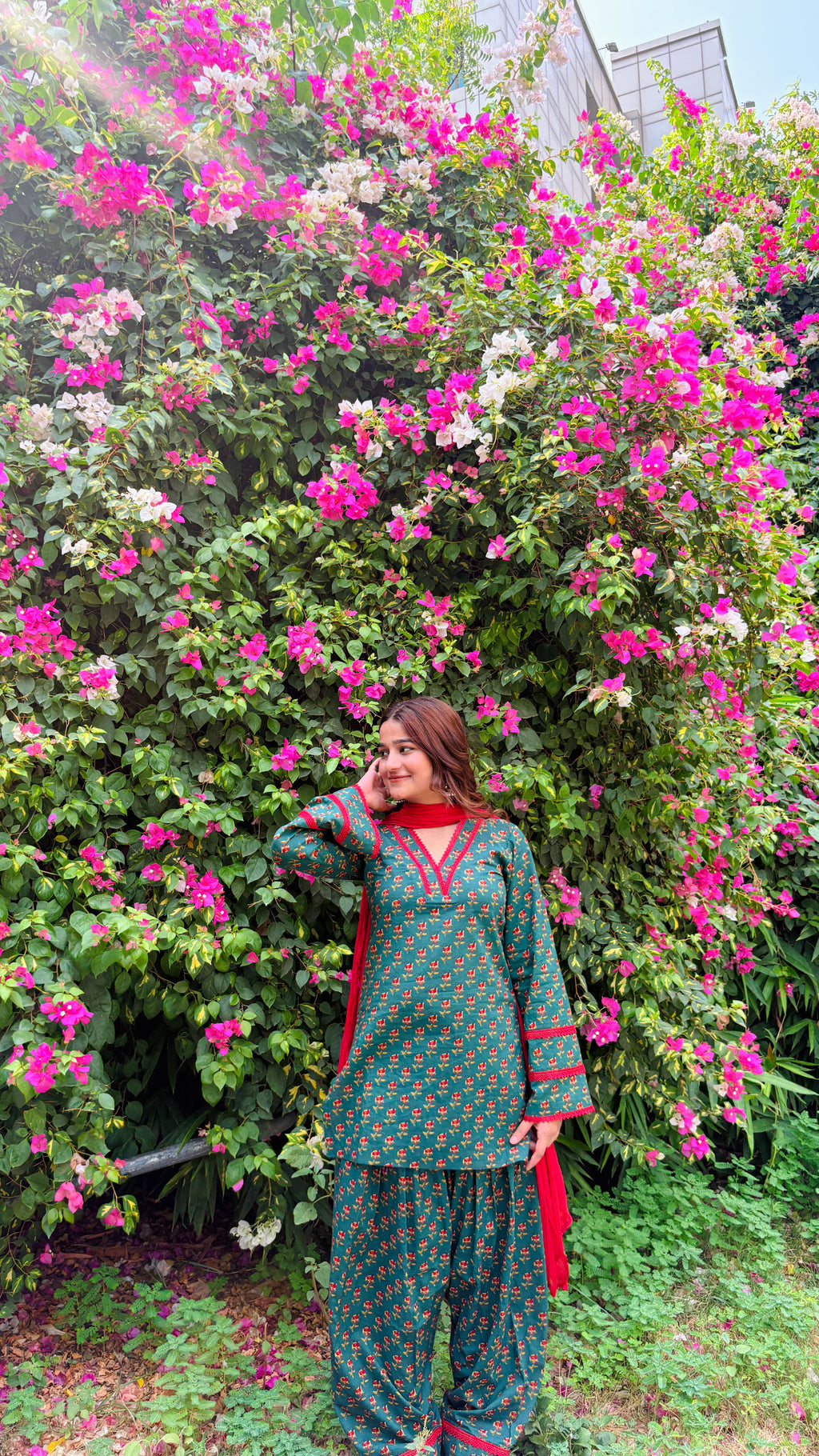 Naaz-e-Green Farshi Suit Set With Dupatta | Pure Cotton Fabric