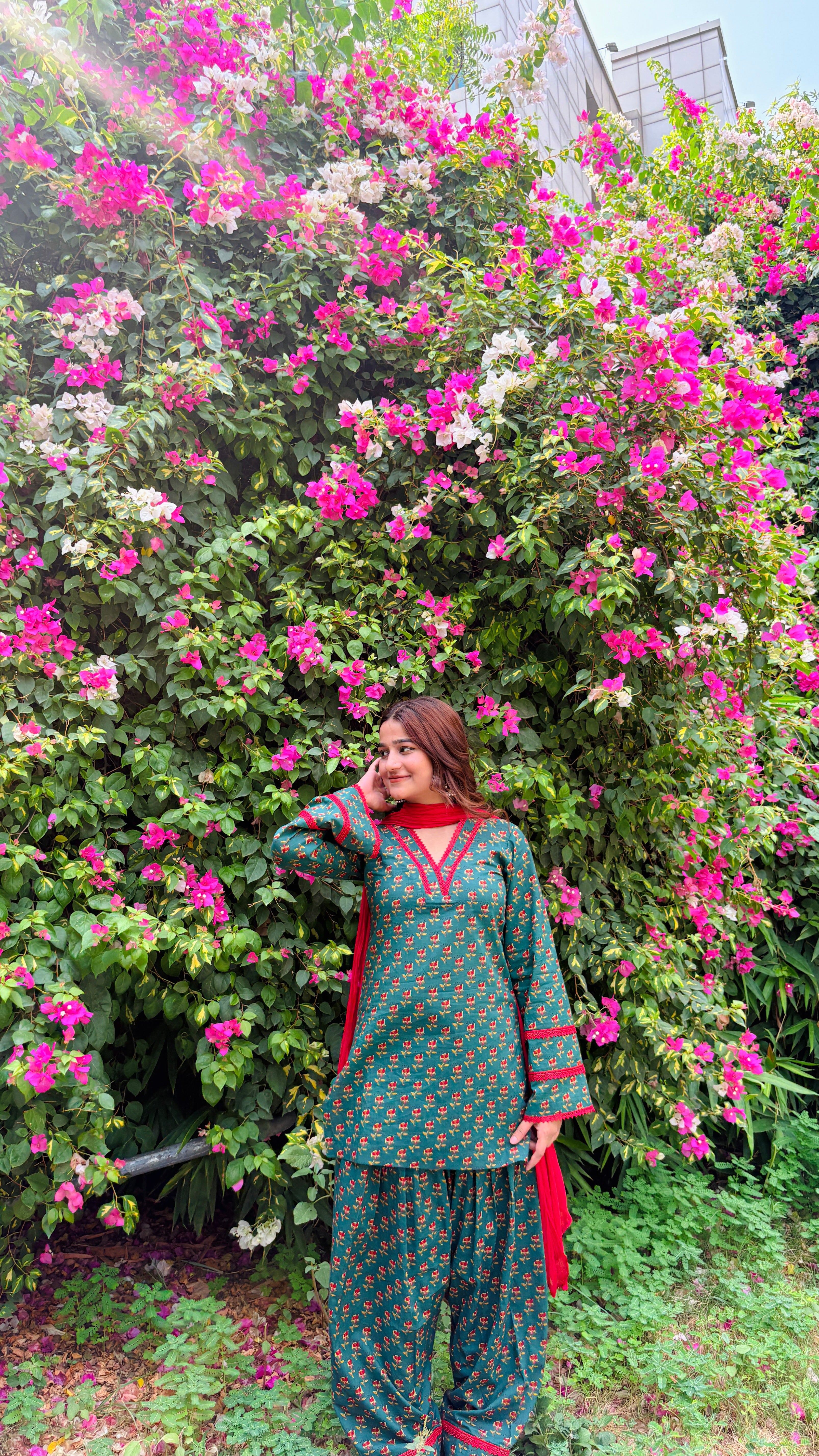 Naaz-e-Green Farshi Suit Set With Dupatta | Pure Cotton Fabric