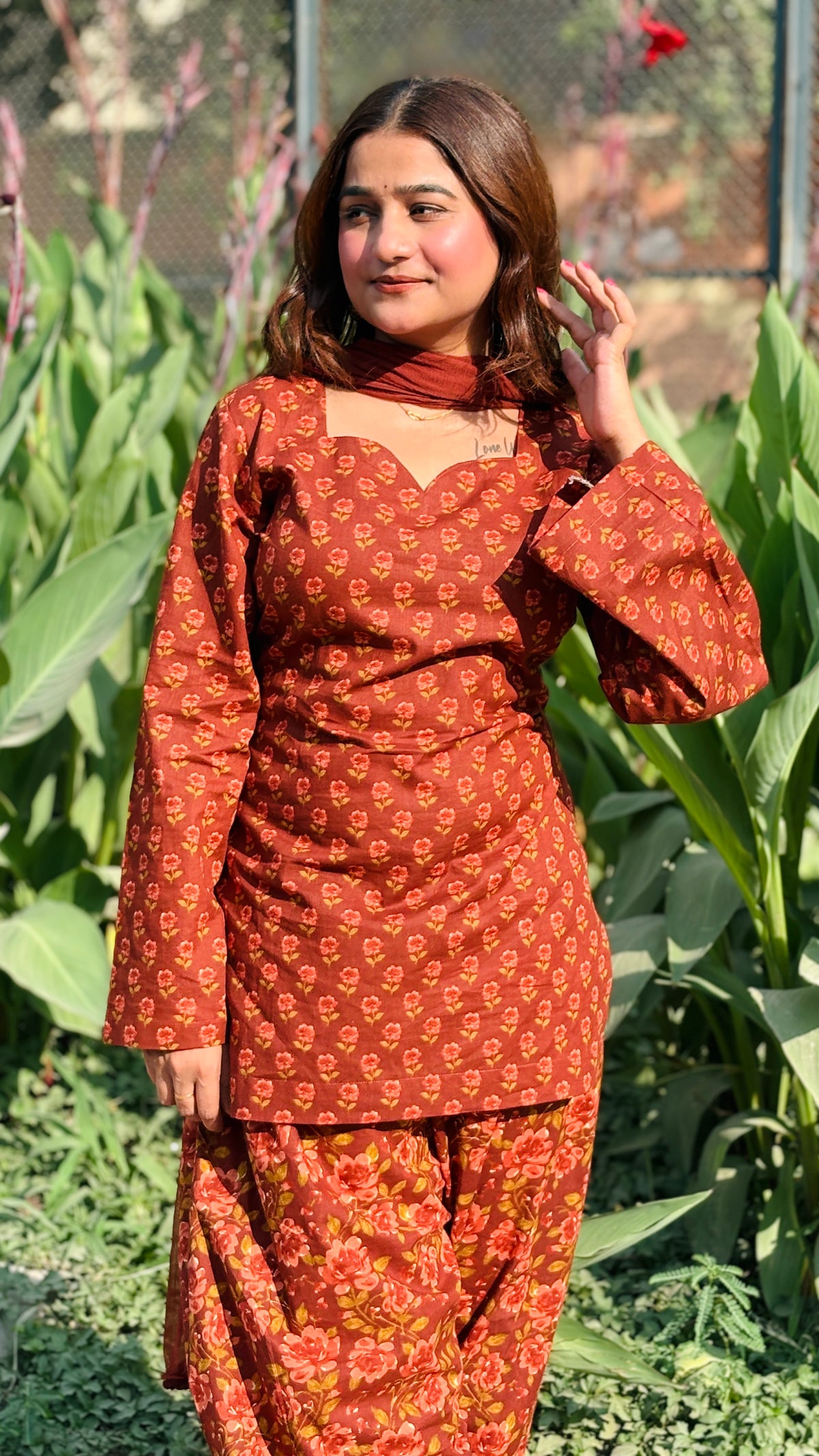 Rust farshi suit set