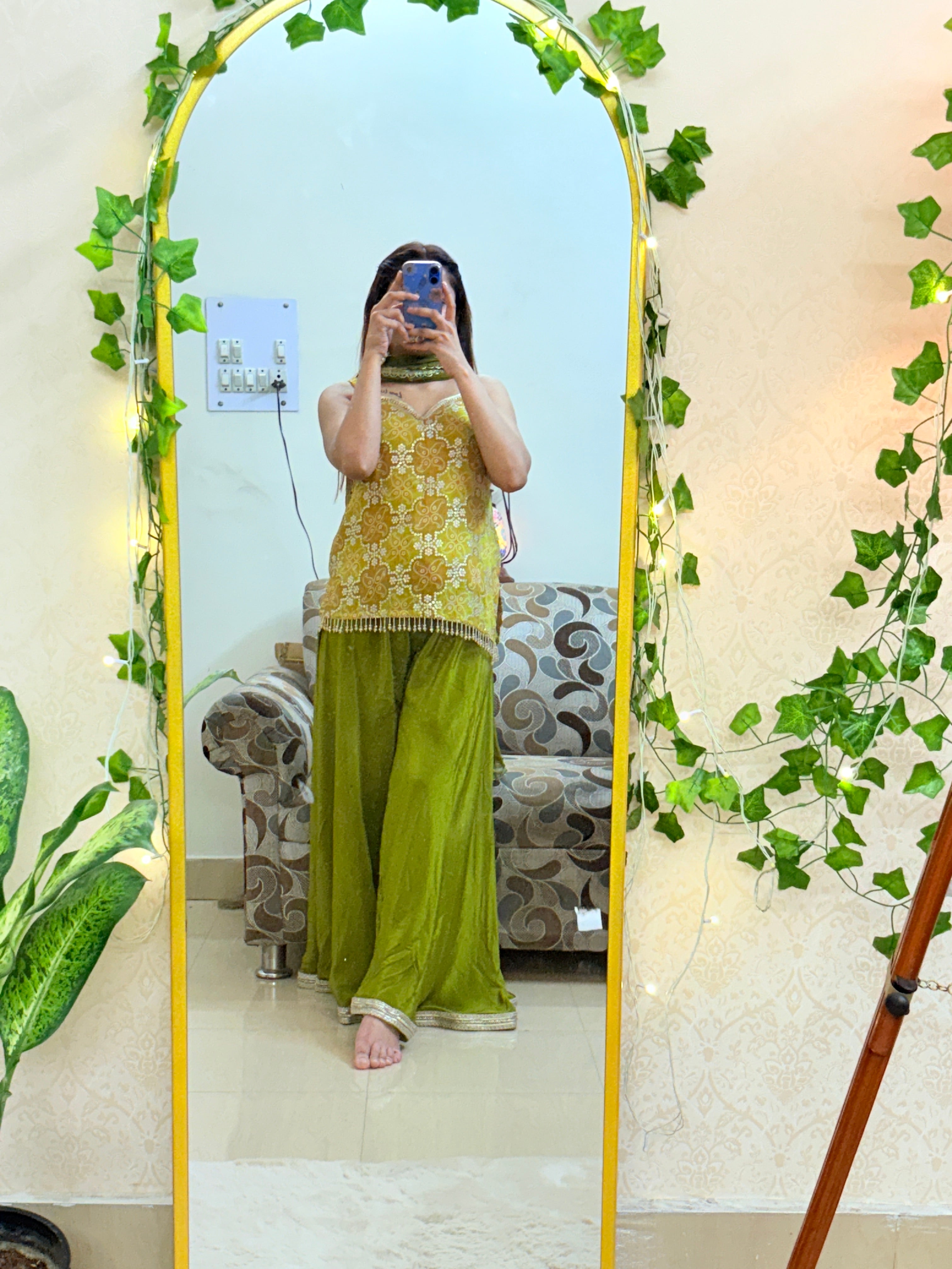Olive green Mehndi suit set