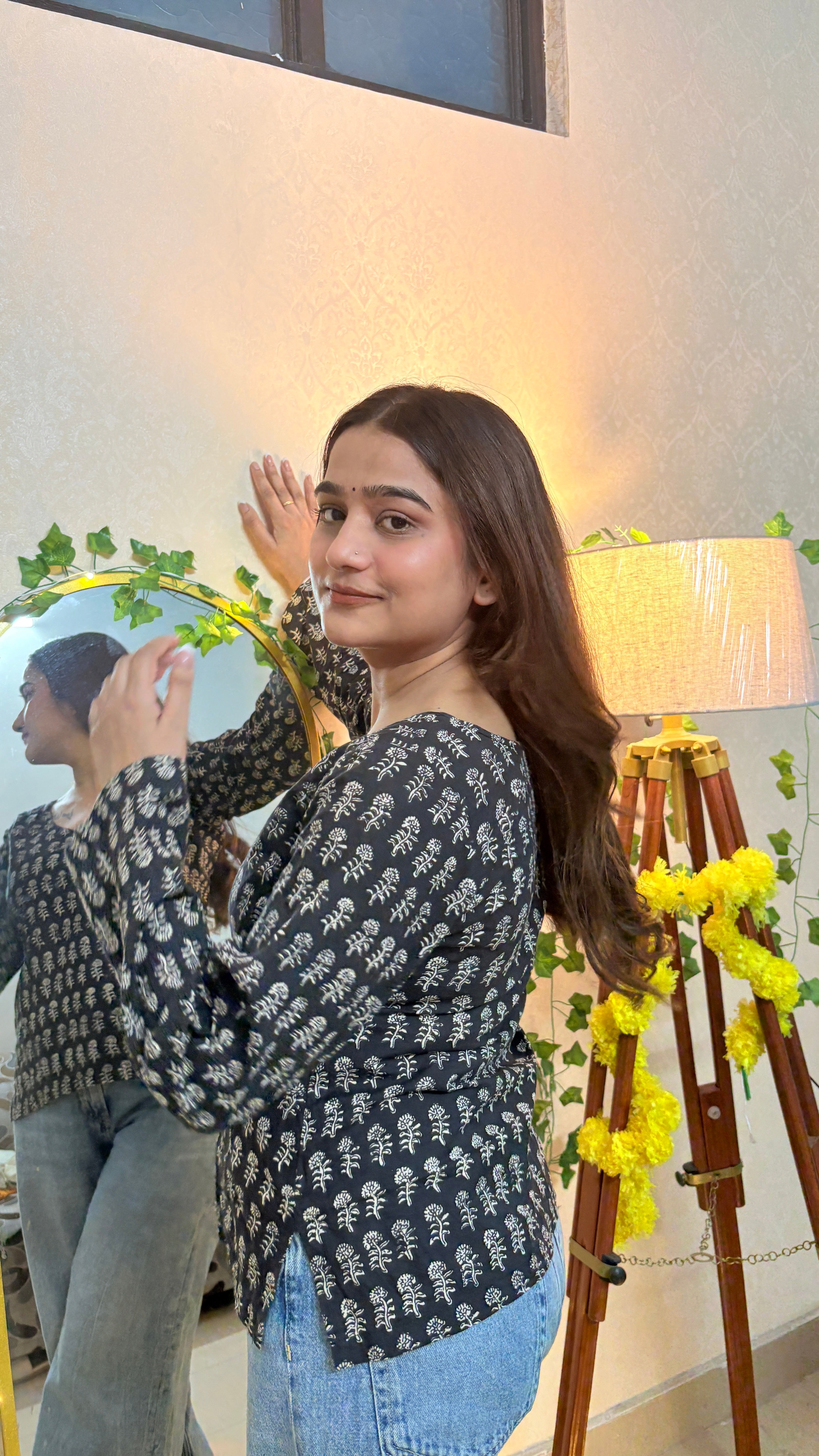 Black bell sleeves kurti