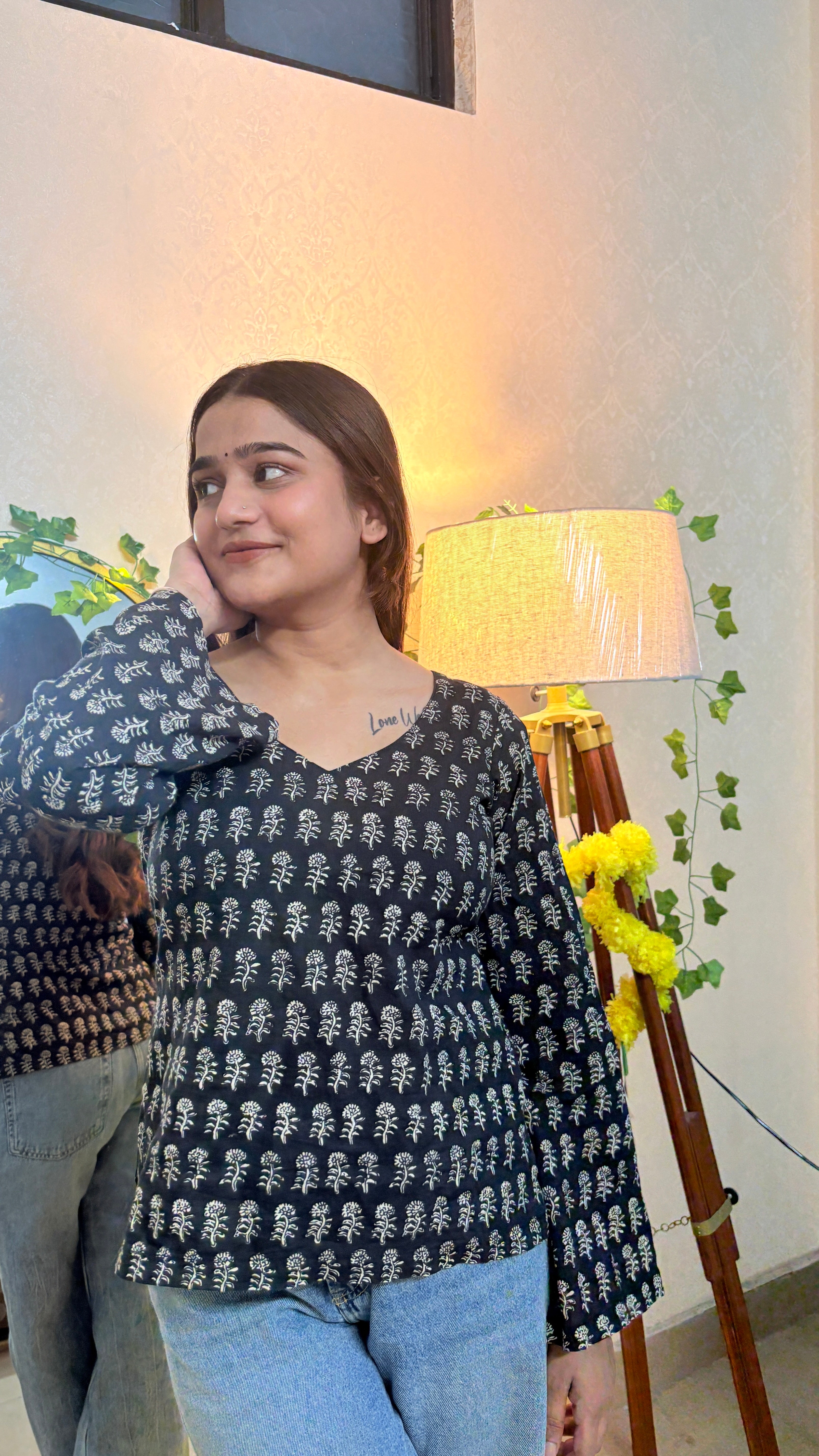 Black bell sleeves kurti