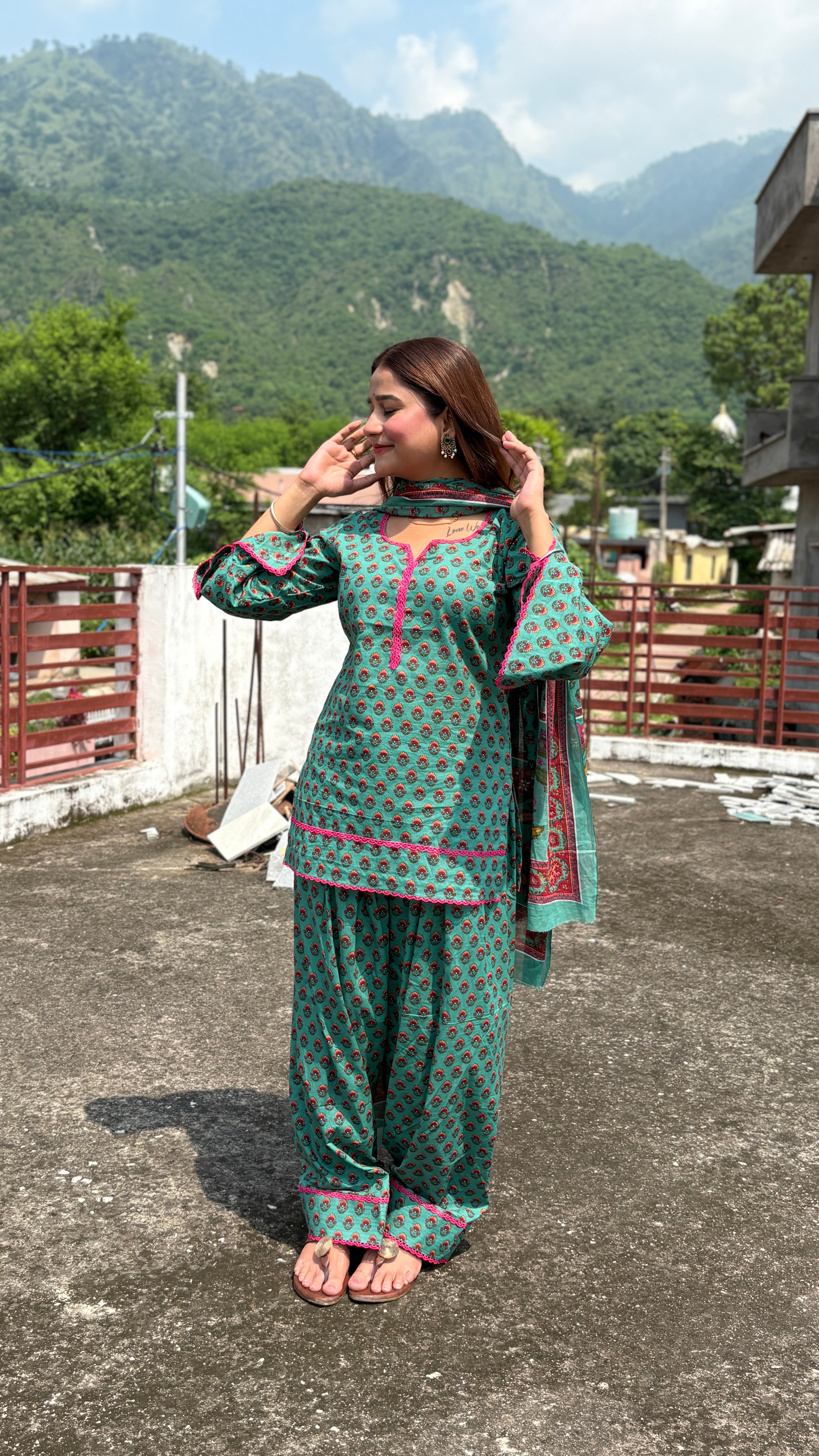 Teal green farshi set