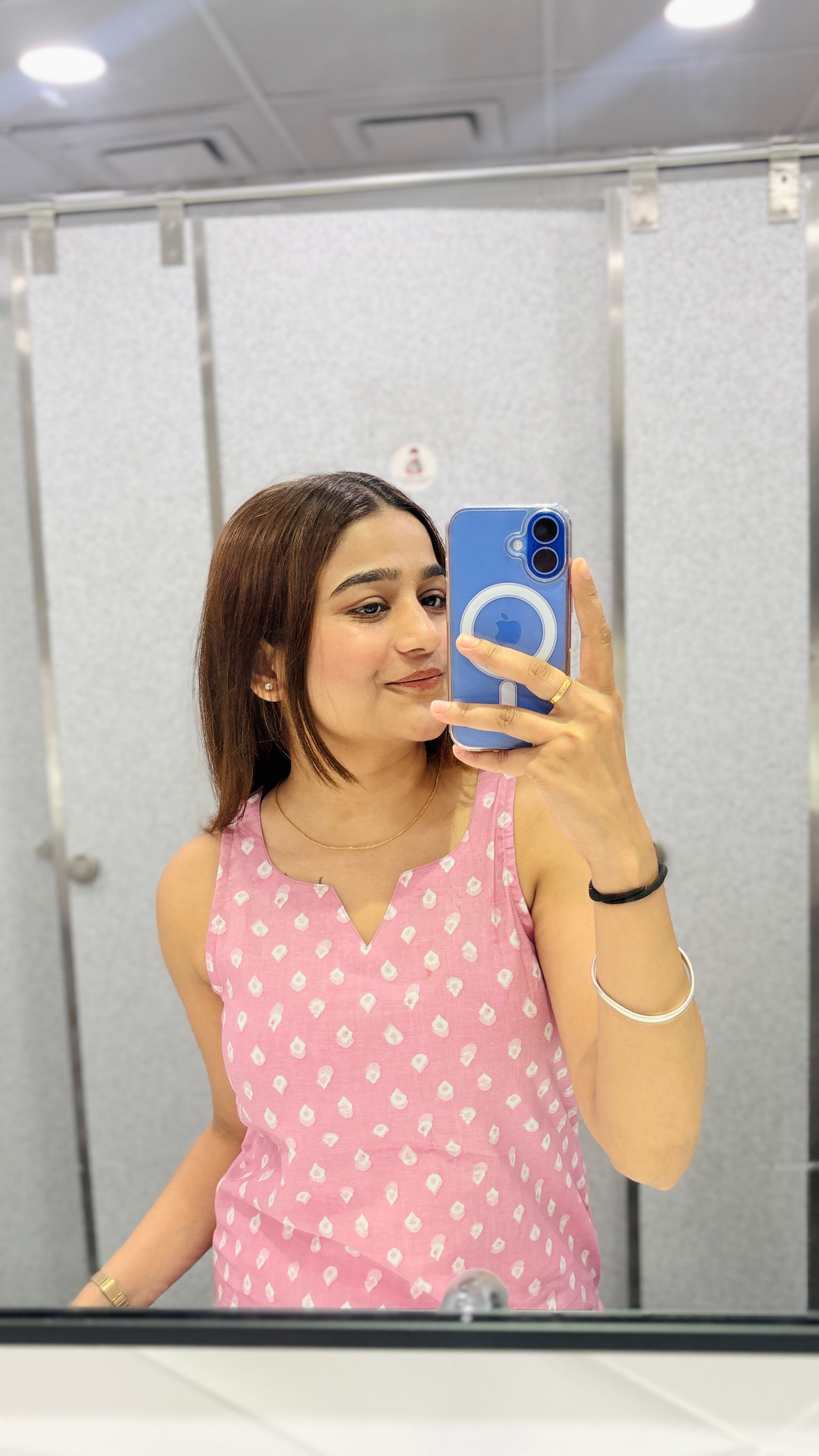 Baby pink kurti with white farshi