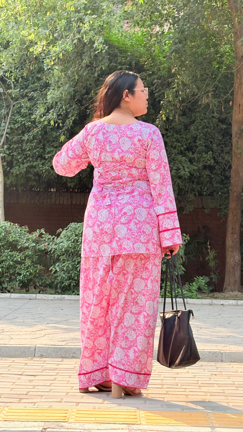 Pink farshi suit set with corset back