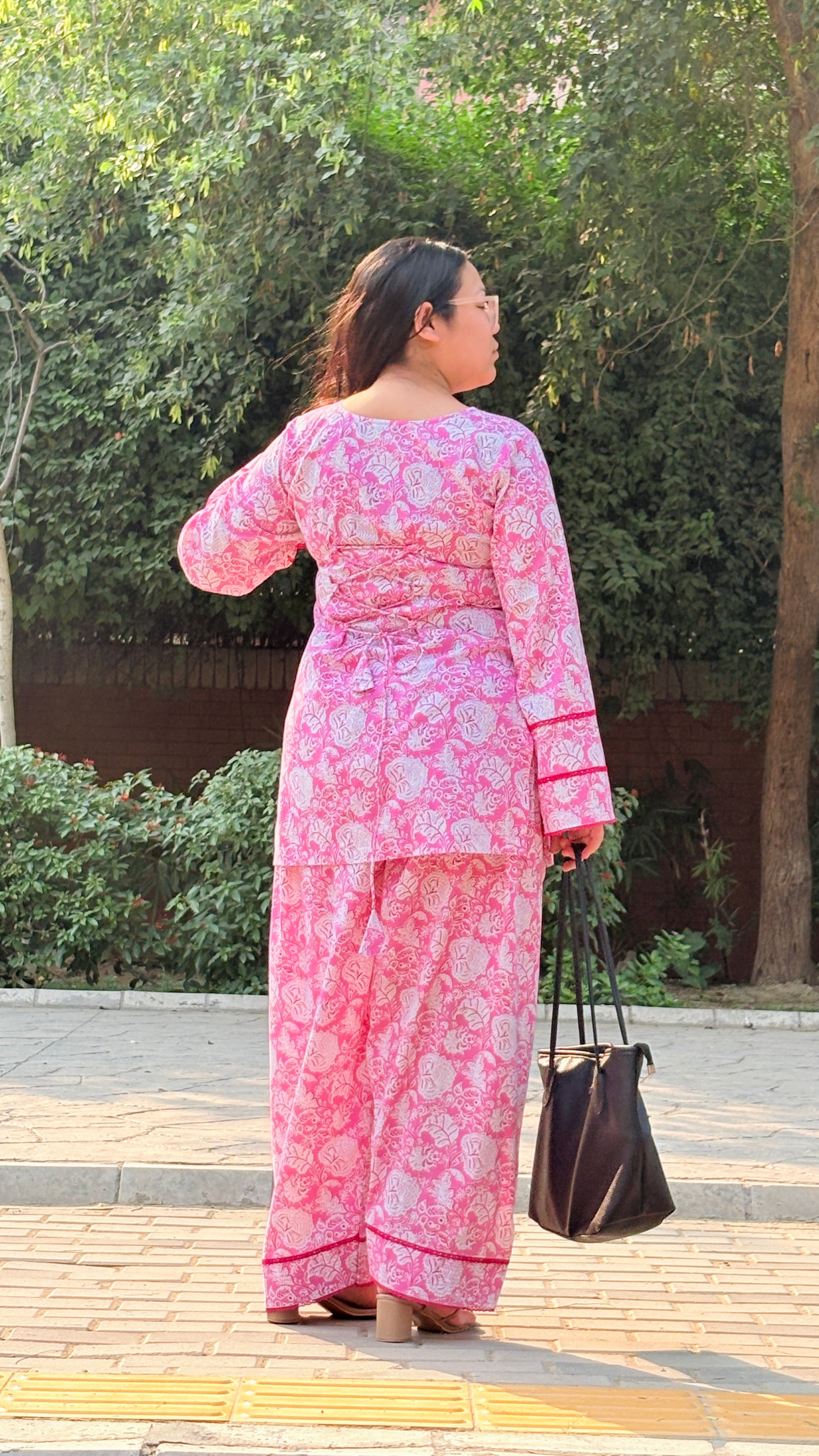 Pink farshi suit set with corset back