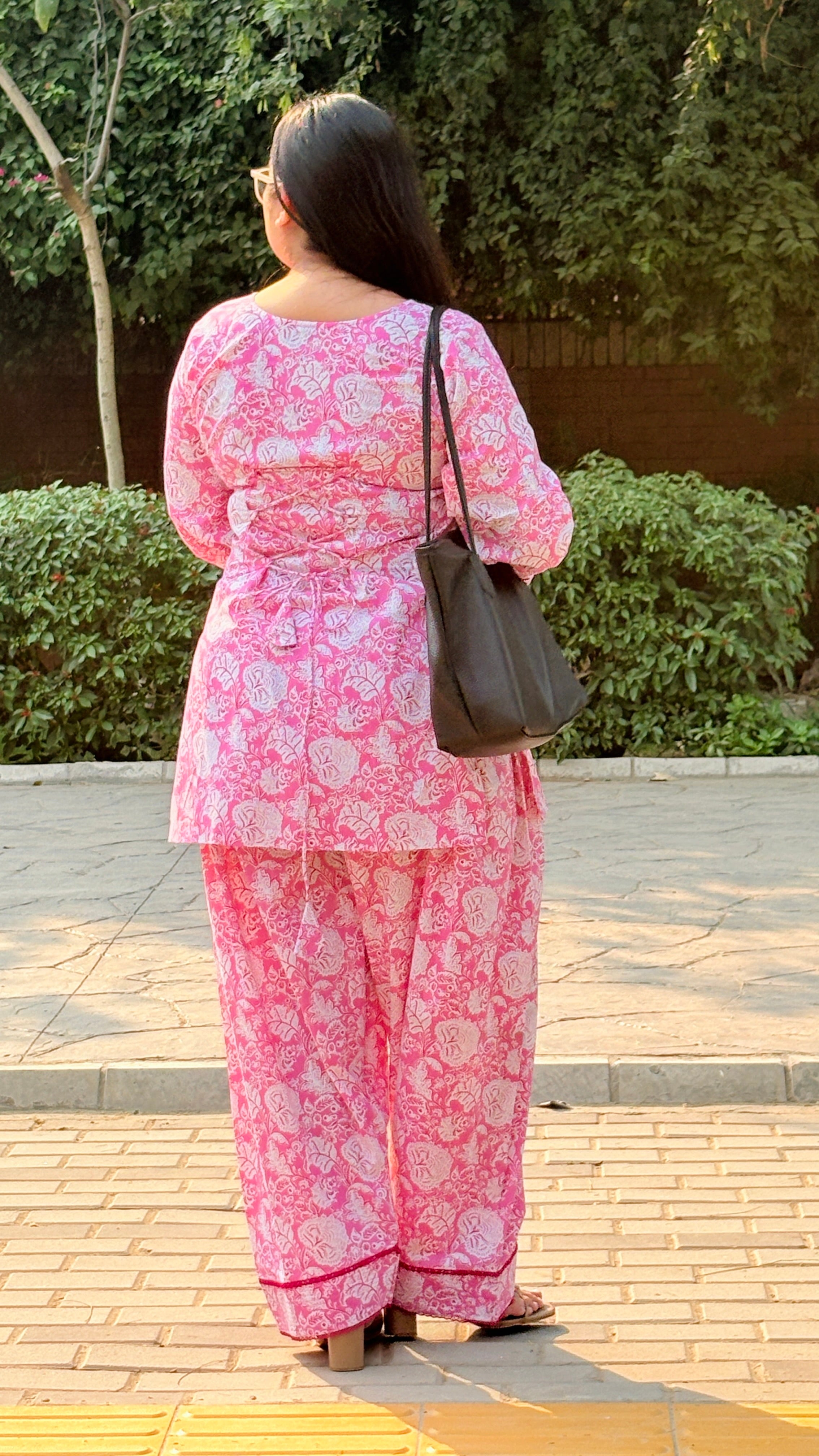 Pink farshi suit set with corset back