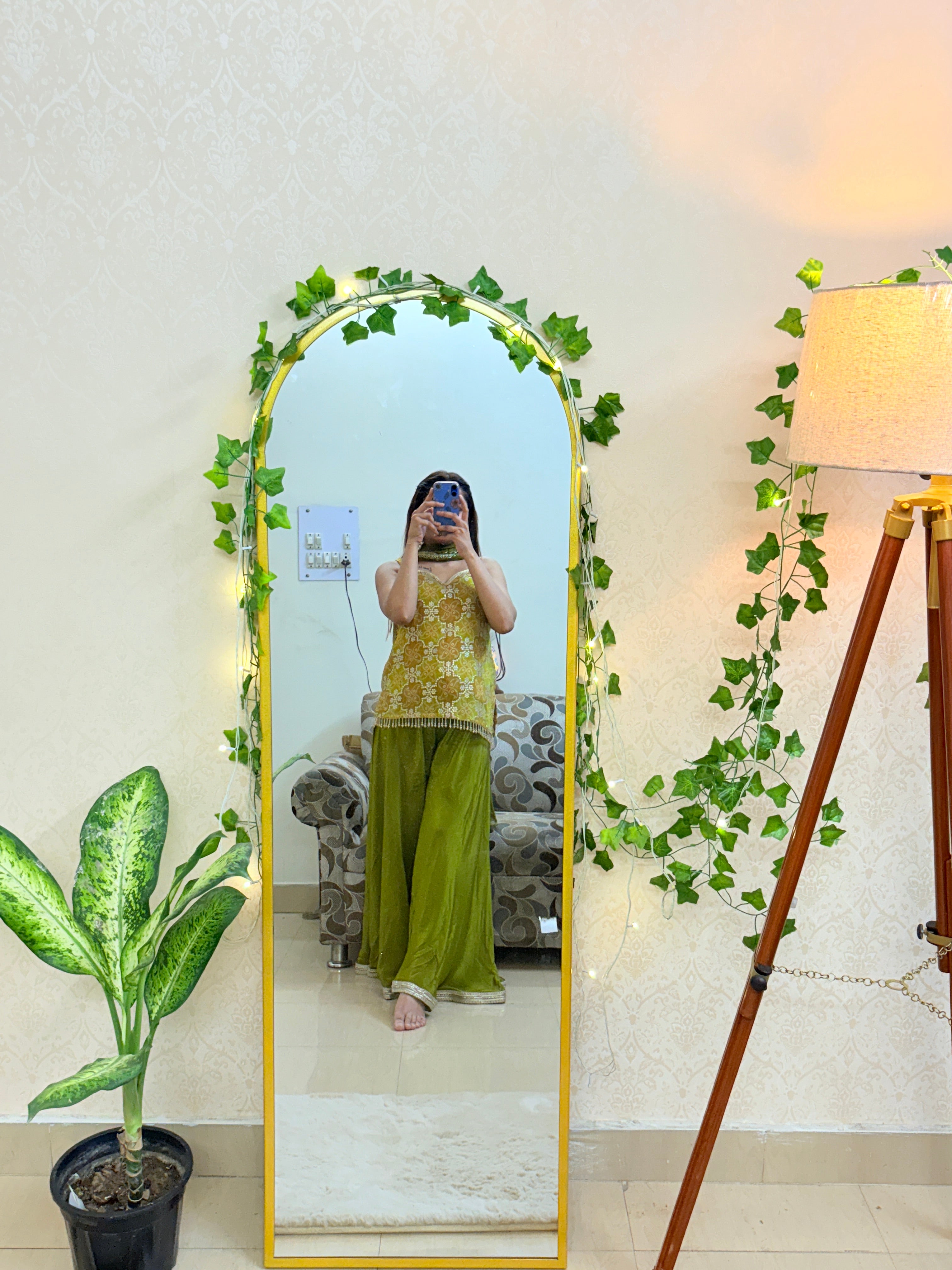 Olive green Mehndi suit set