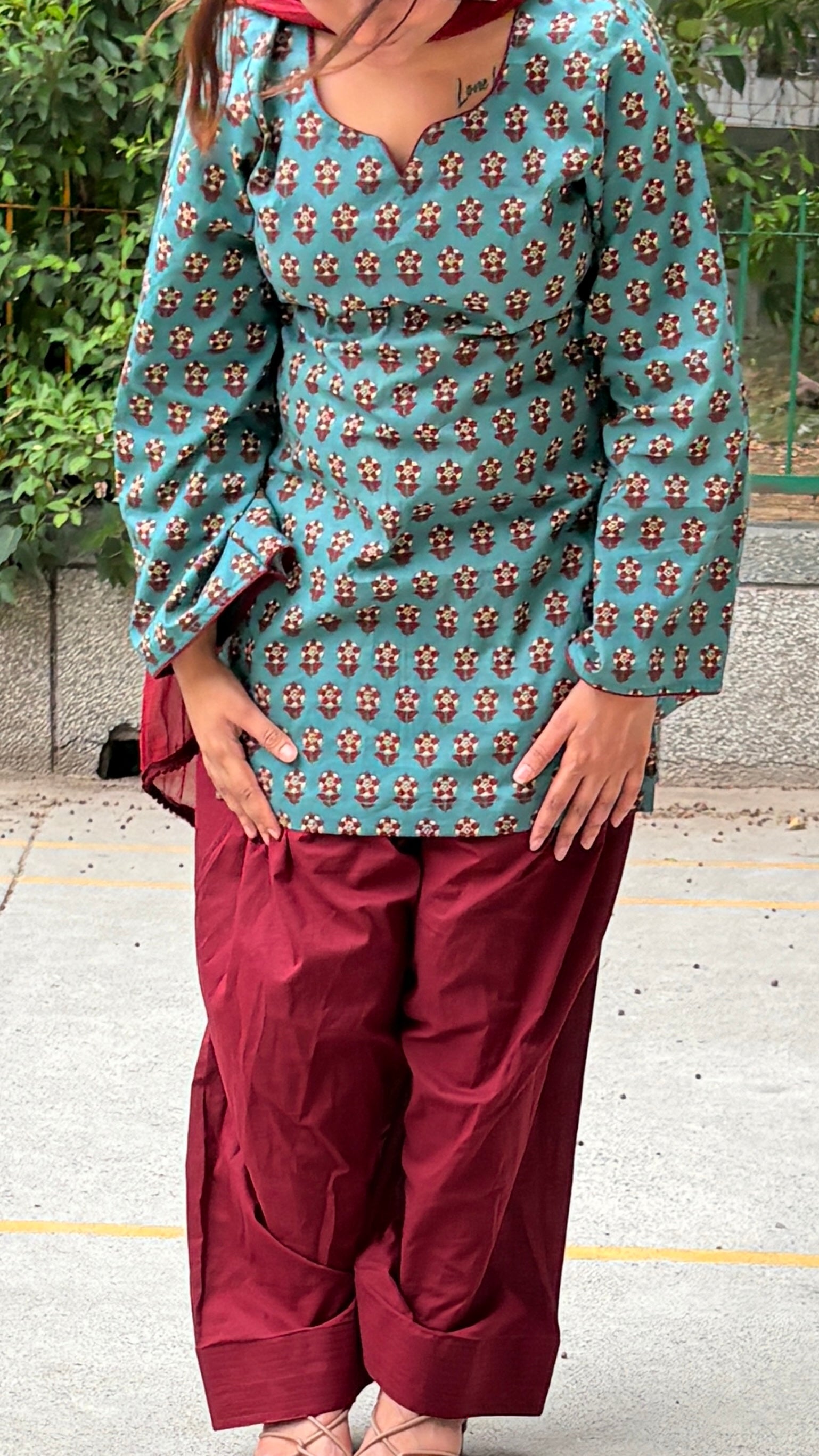 Teal farshi suit set