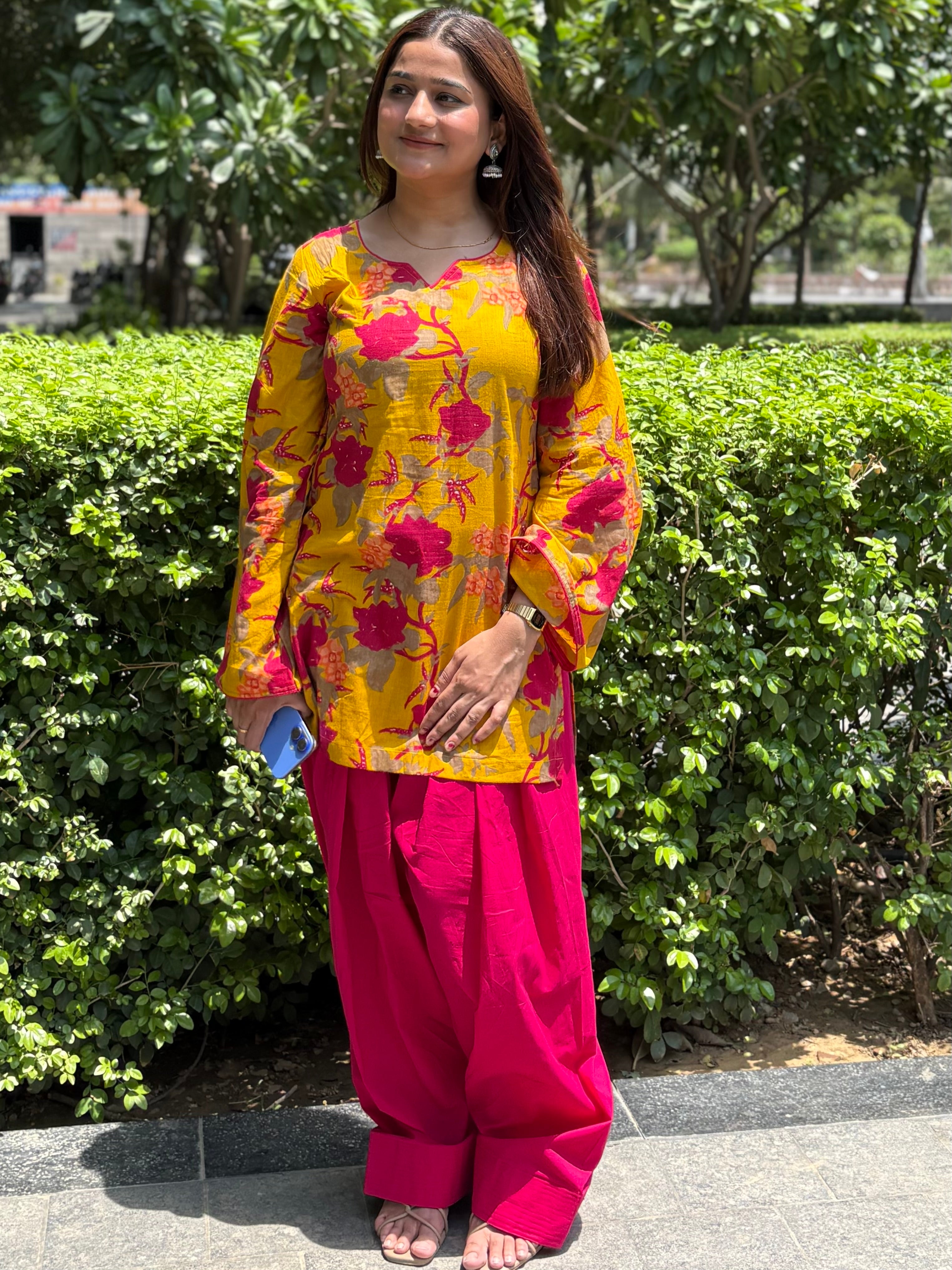 Mustard and pink farshi set