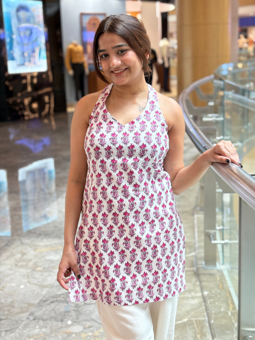 Halter neck short kurti