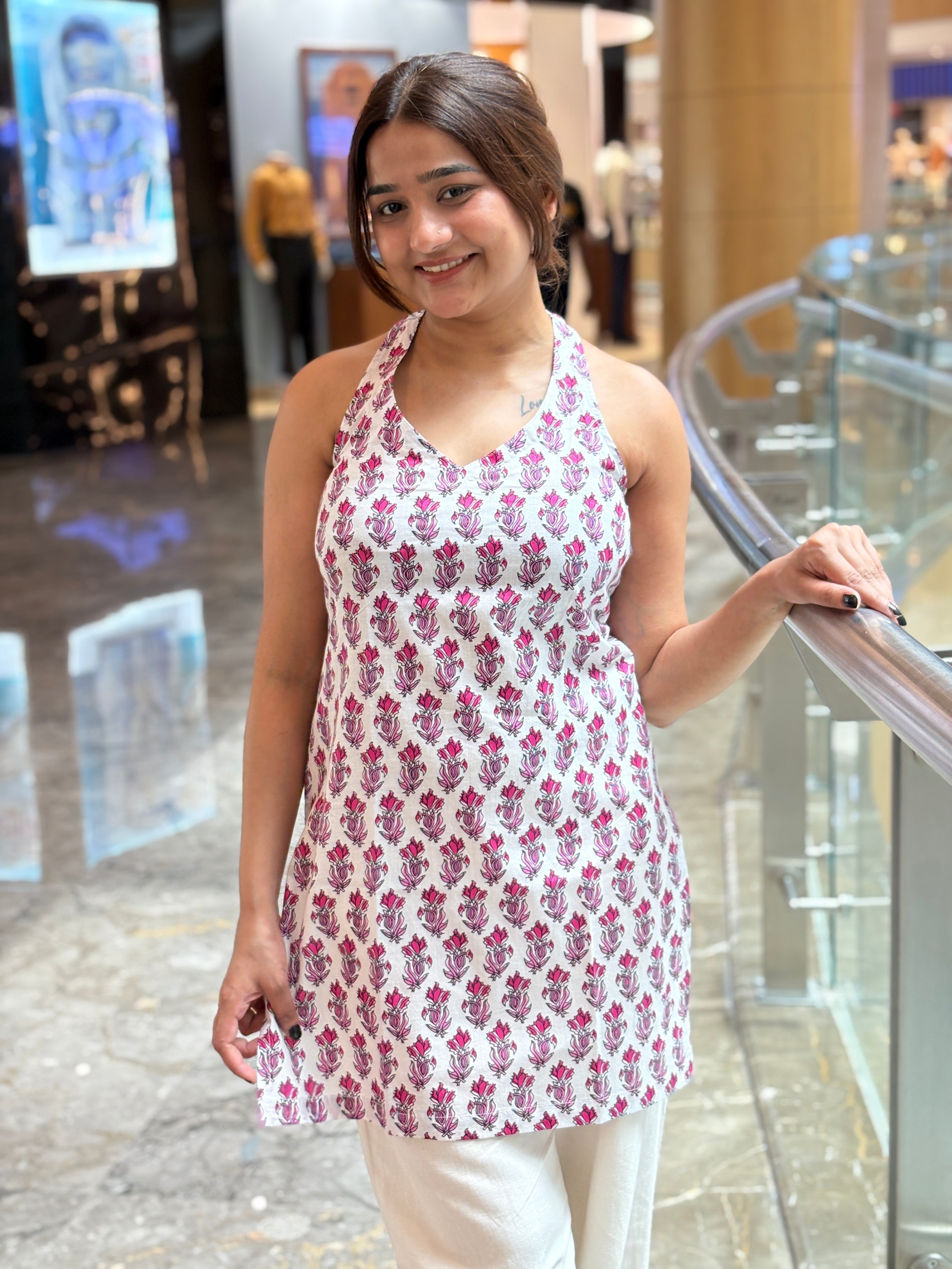 Halter neck short kurti