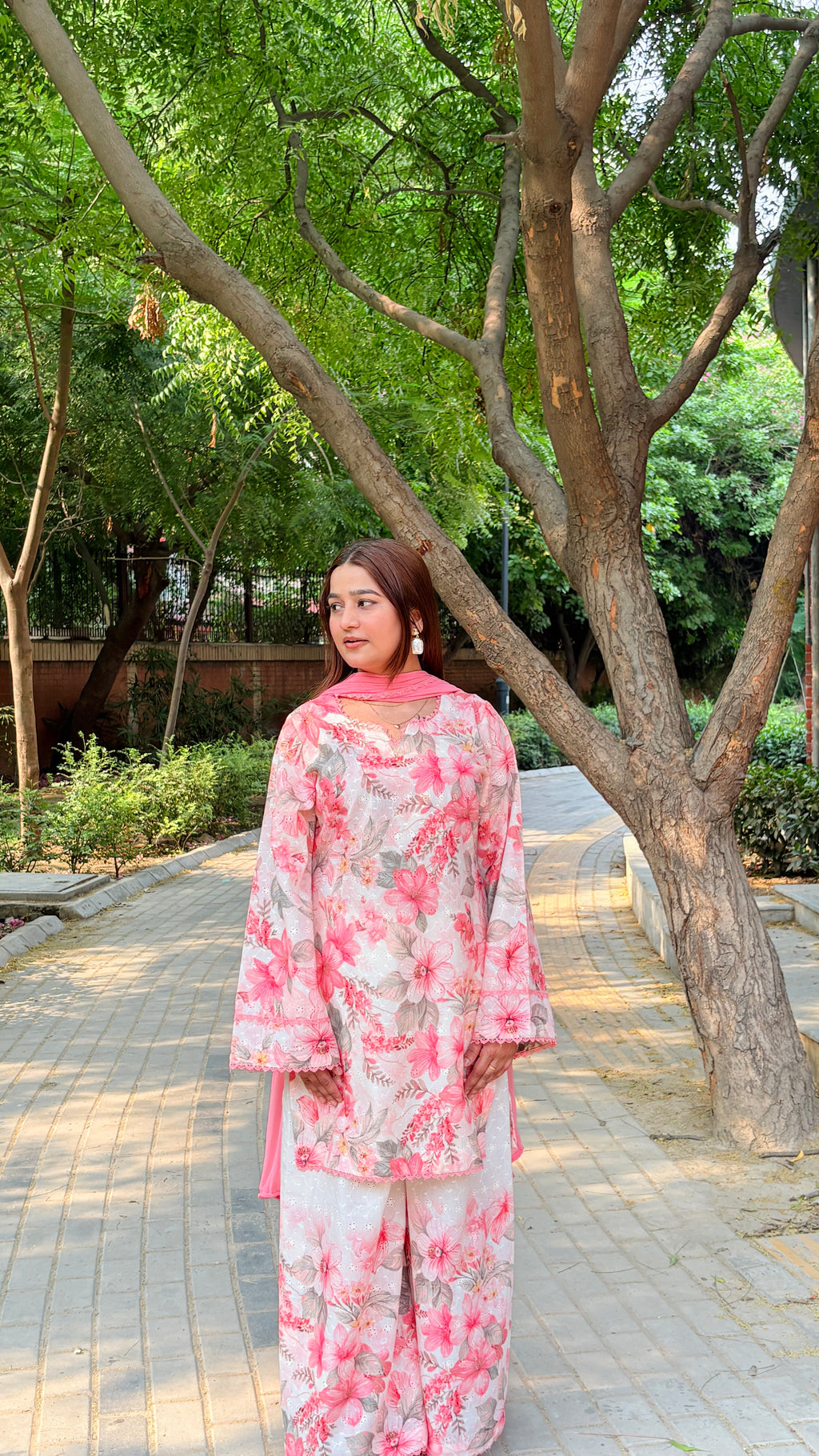 Peach floral suit set