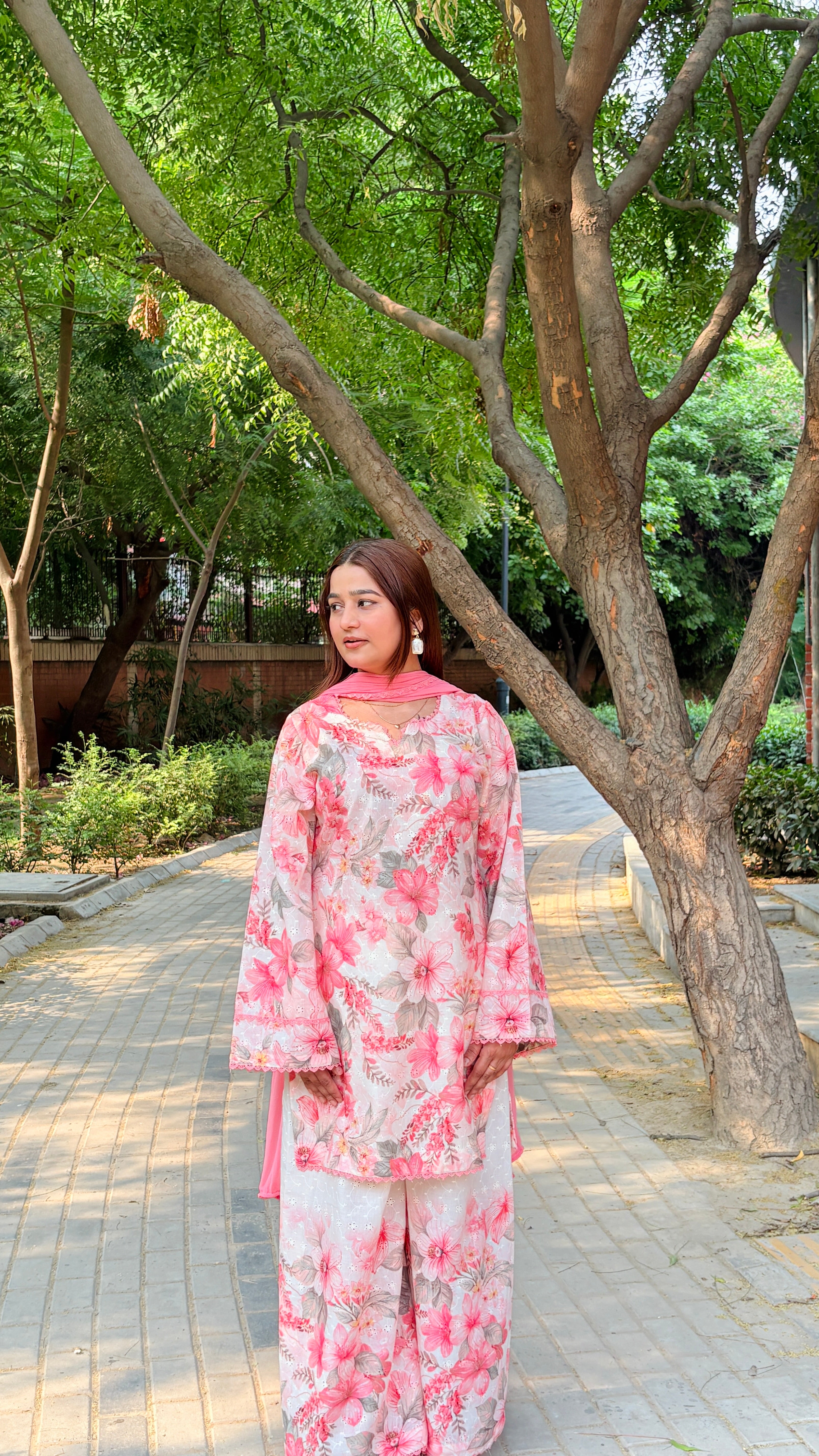 Peach floral suit set