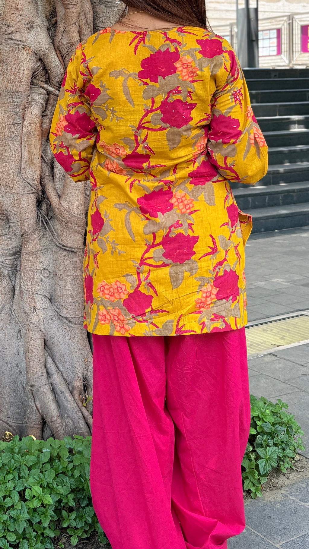 Mustard and pink farshi set