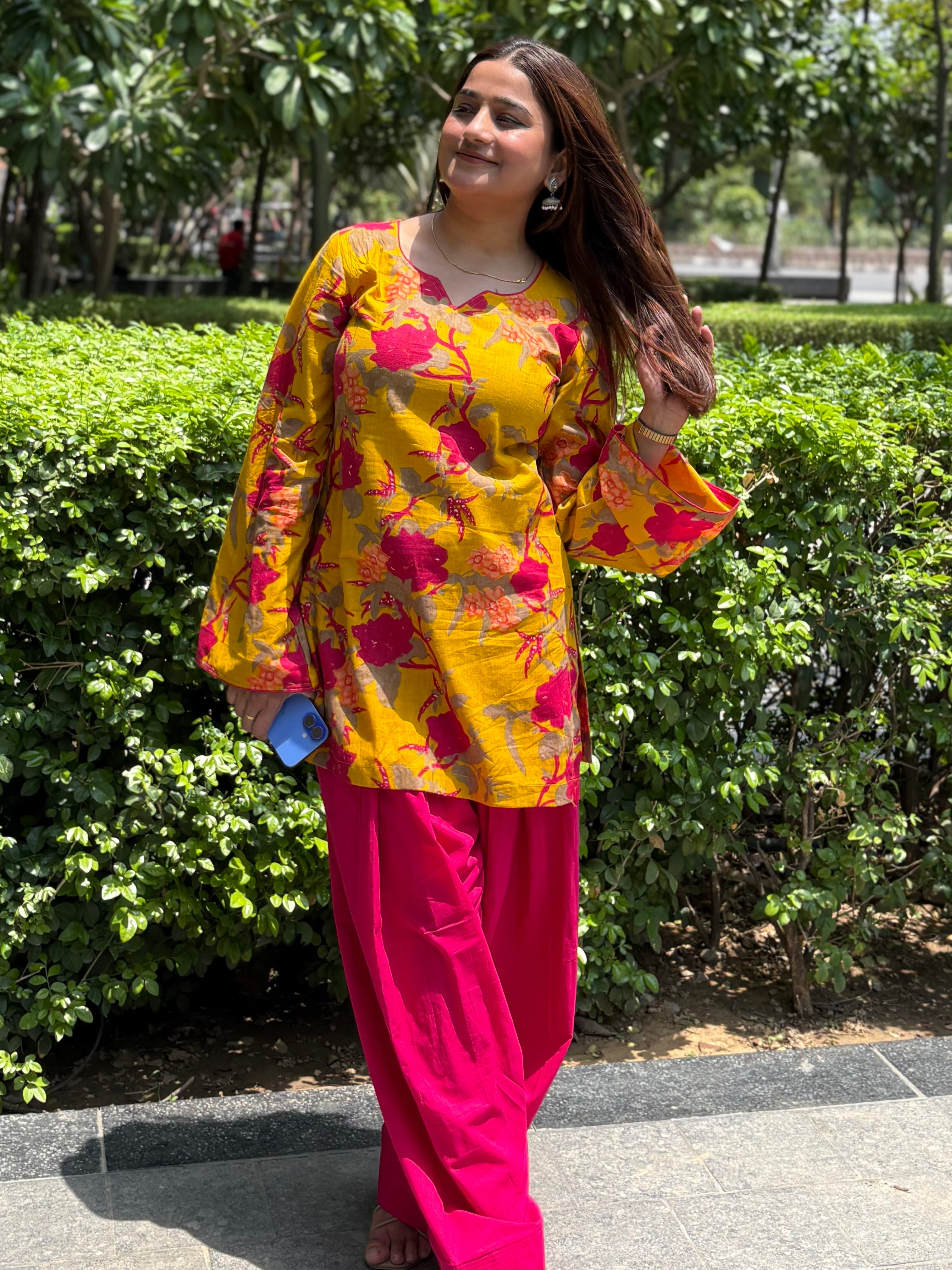 Mustard and pink farshi set