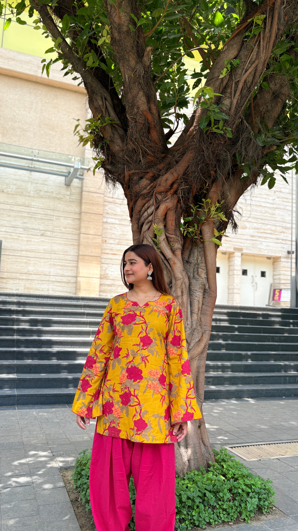 Mustard and pink farshi set