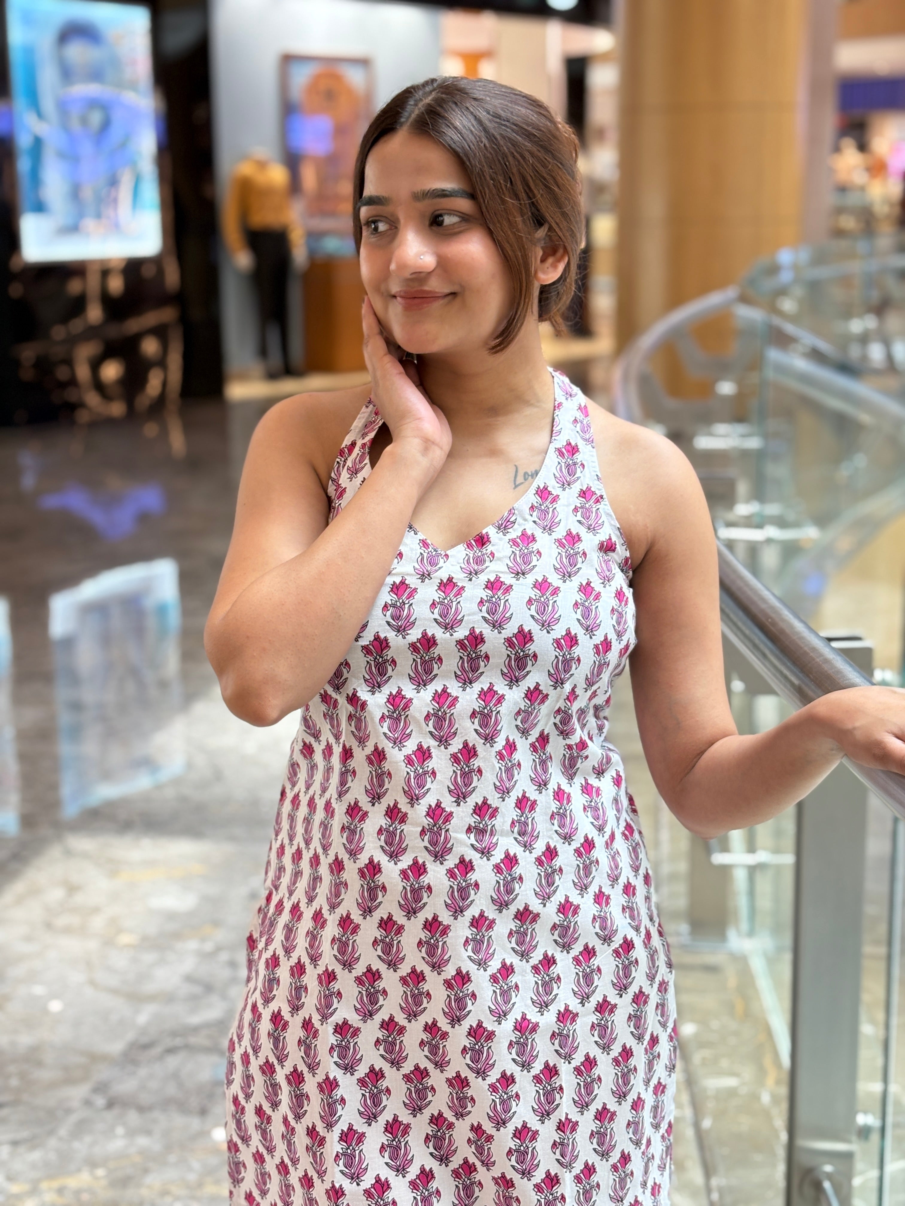Halter neck short kurti