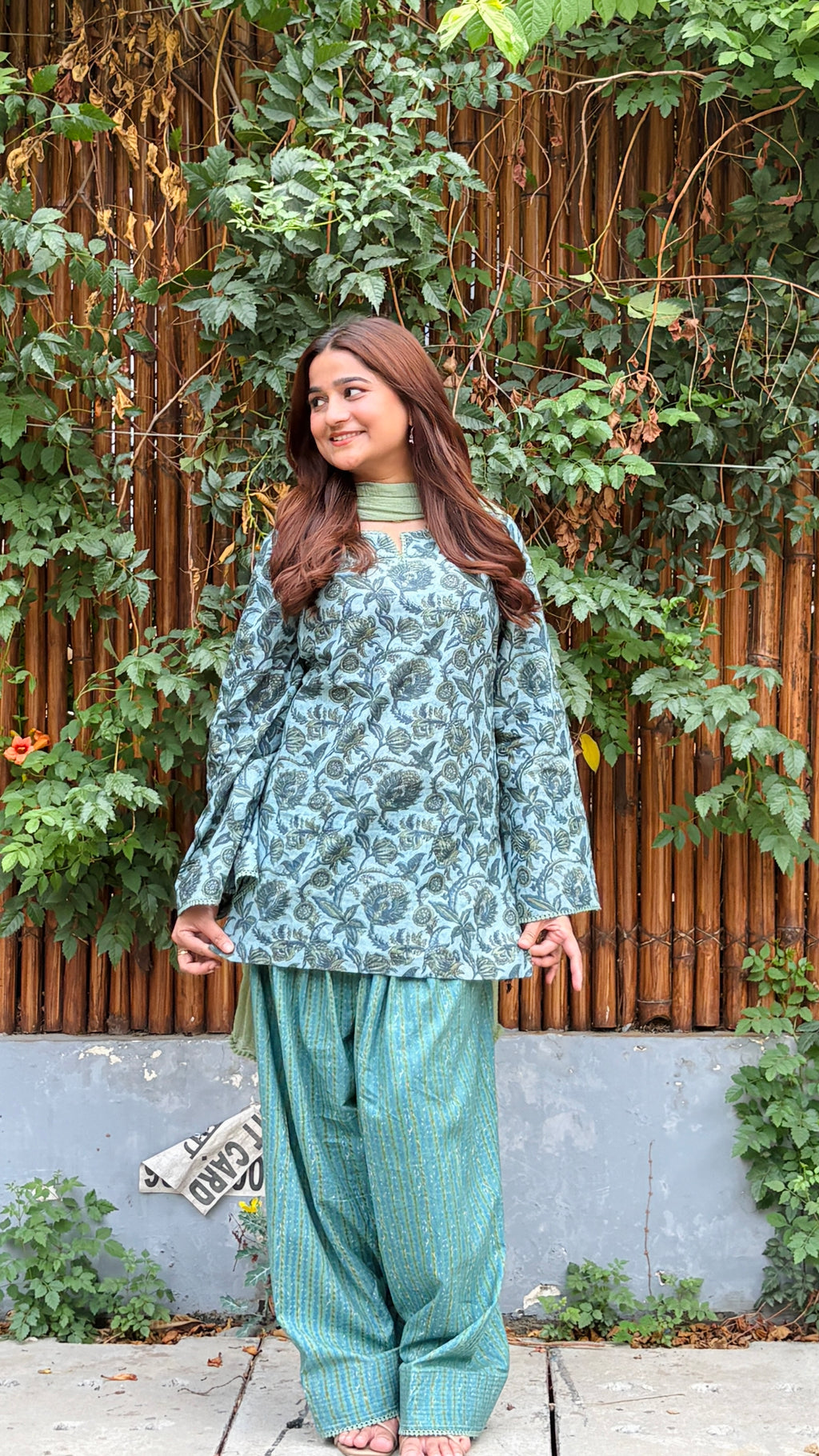 Teal and green farshi suit set