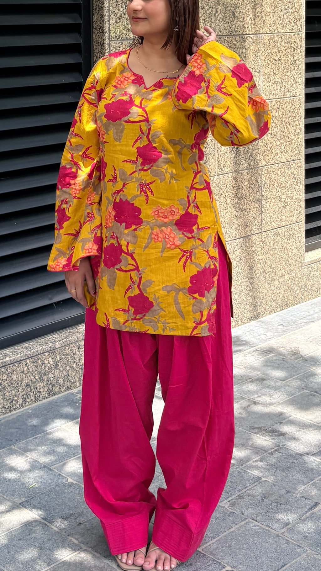 Mustard and pink farshi set