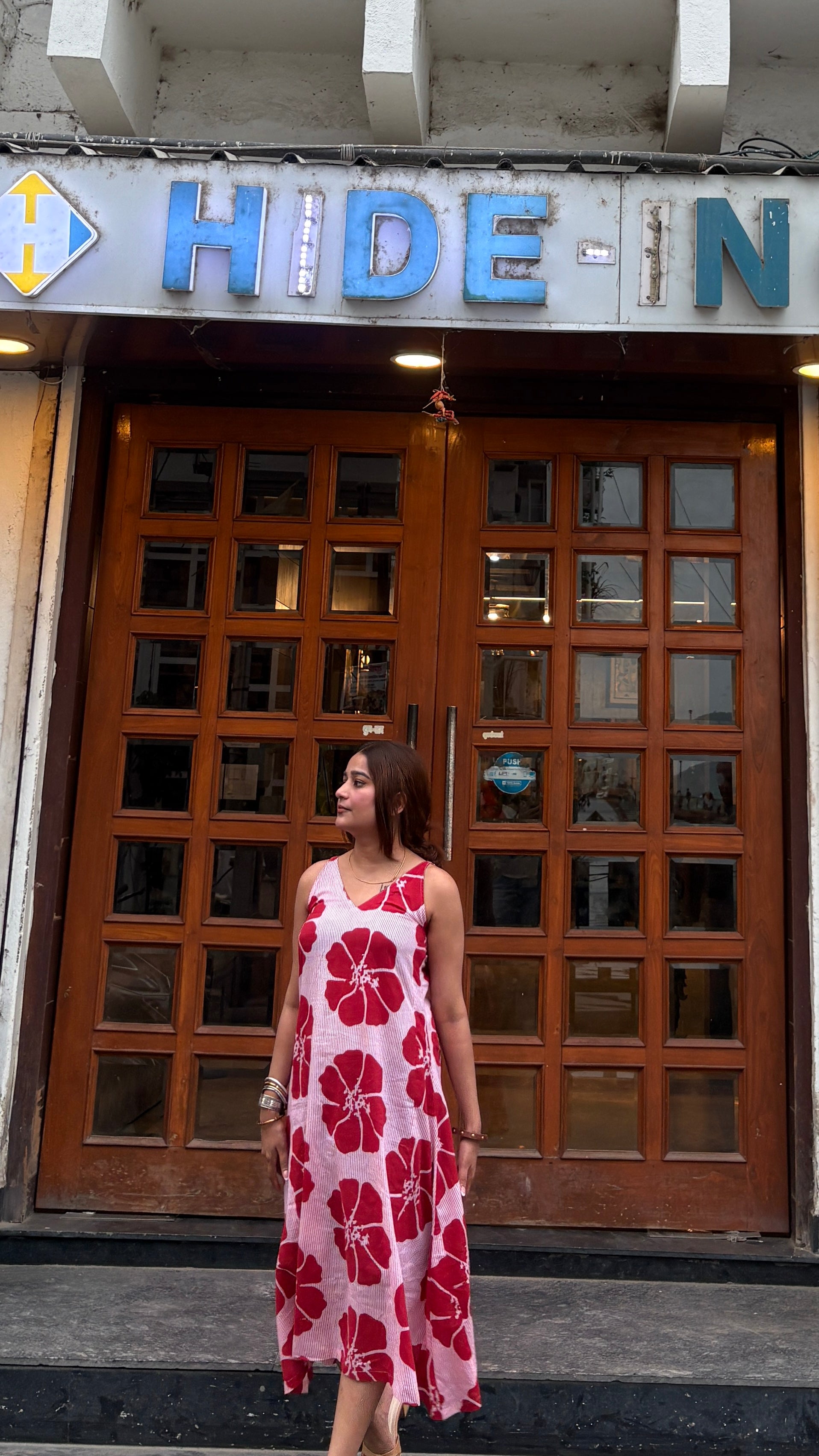 Red floral dress