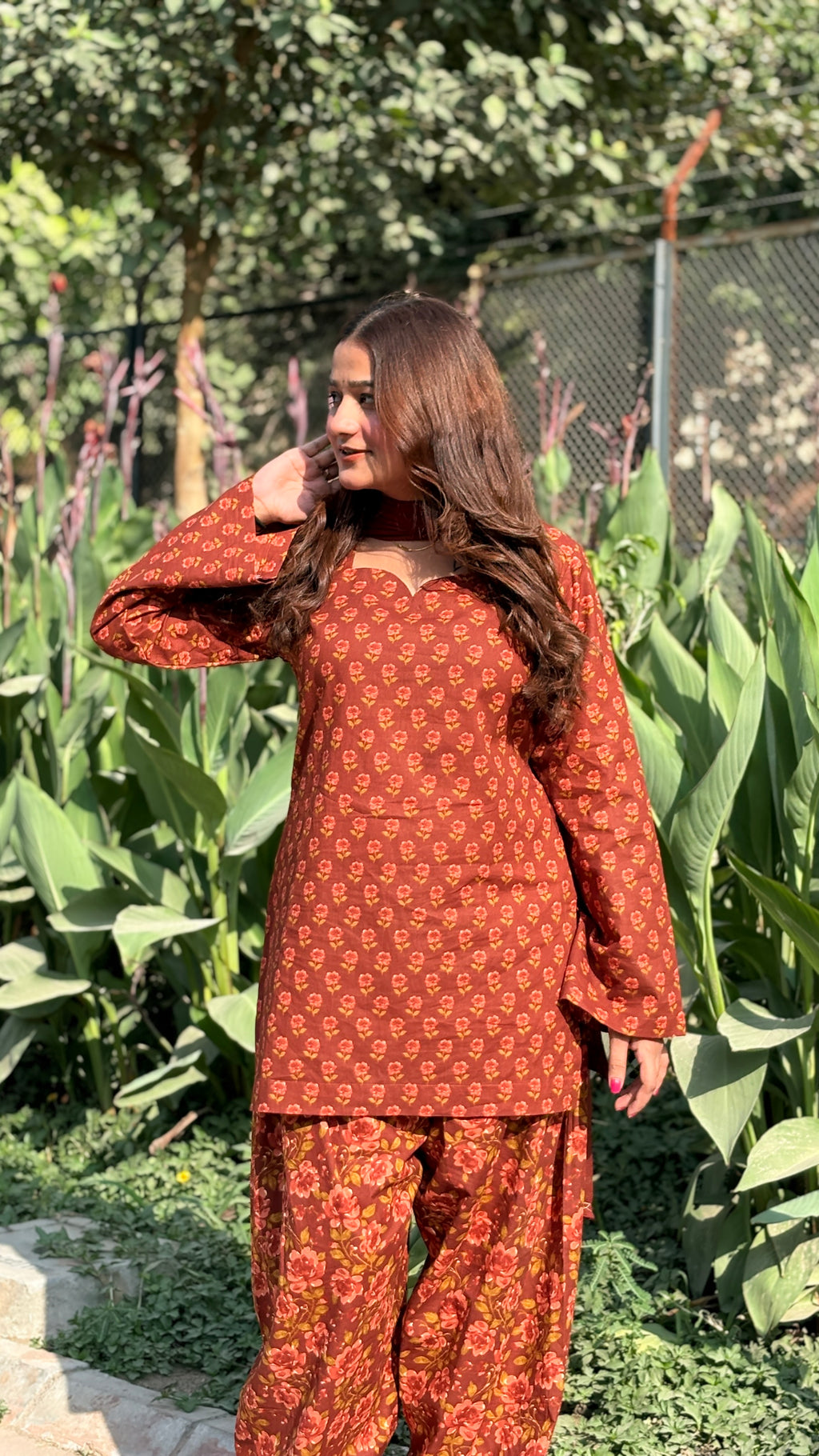 Rust farshi suit set
