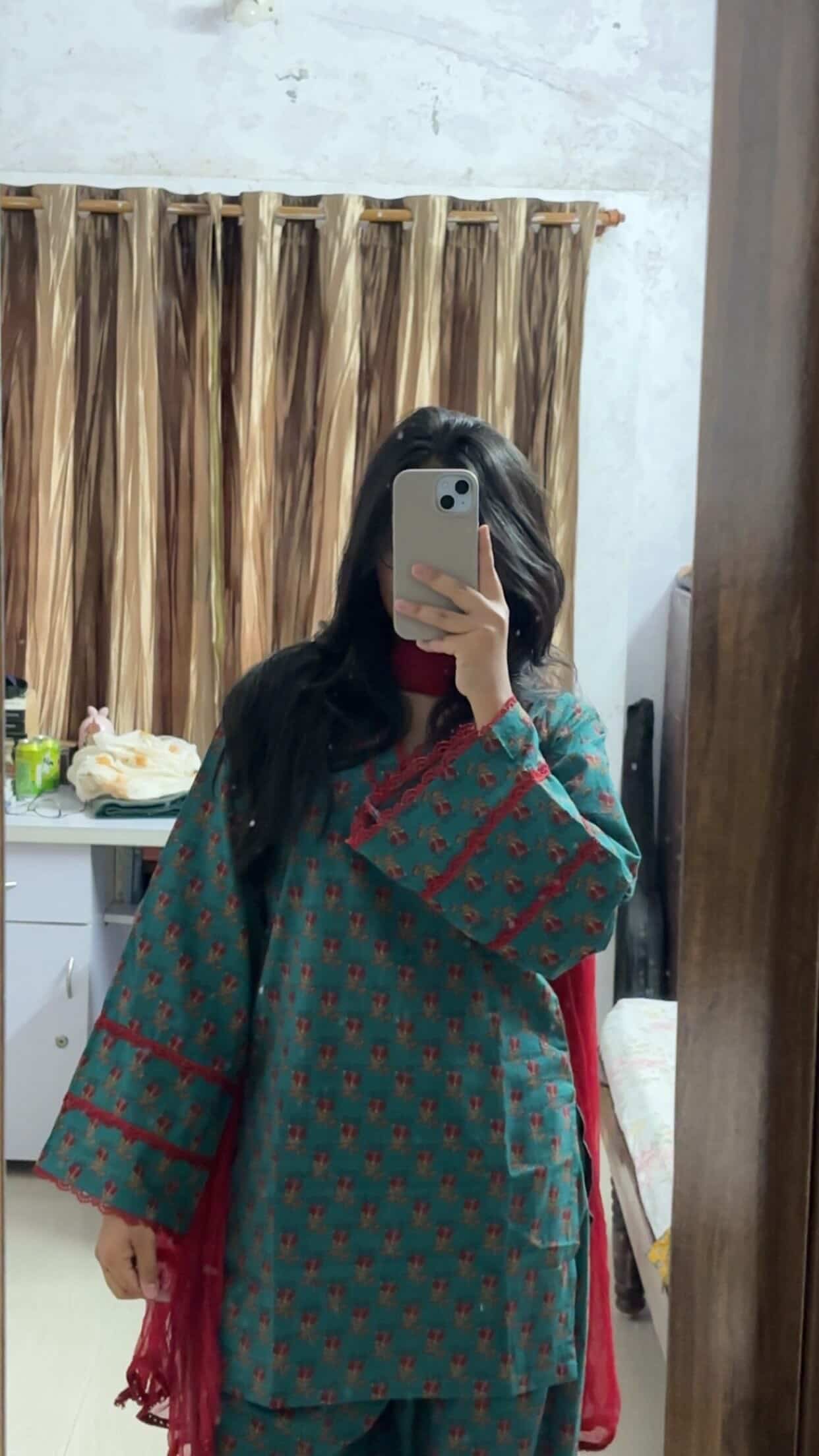 Green farshi suit set (pure cotton)