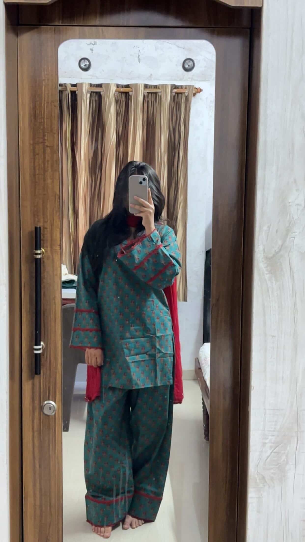 Green farshi suit set (pure cotton)