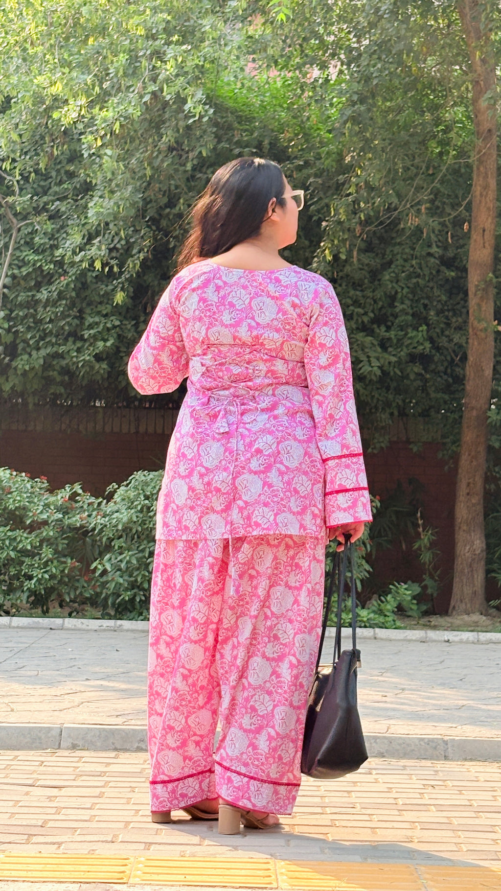 Pink farshi suit set with corset back