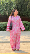 Pink farshi suit set with corset back